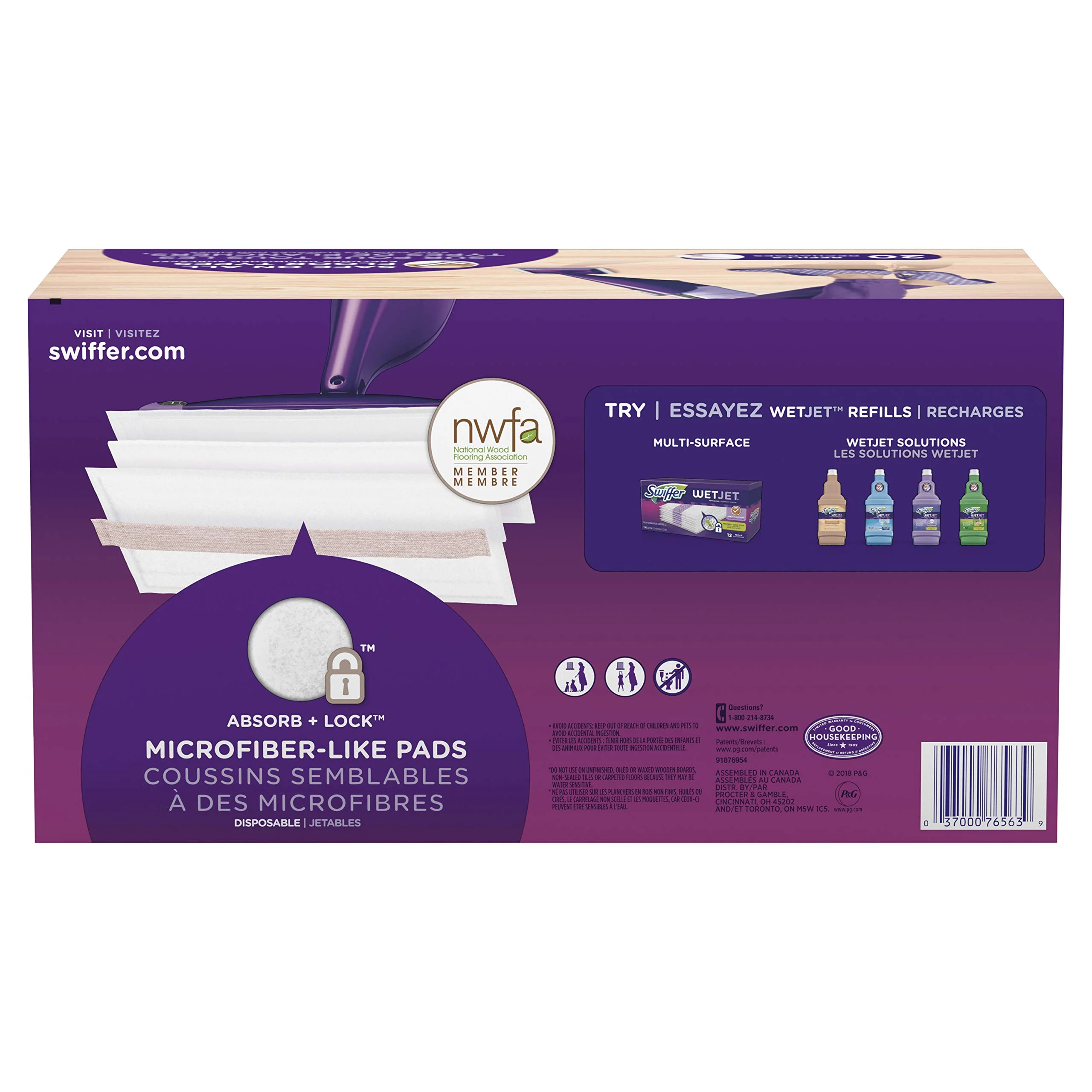 Swiffer WetJet Mops for Floor Cleaning, Hardwood Floor Cleaner Spray Mop Pad Refill, 20 Count (Pack of 4) - Image 2
