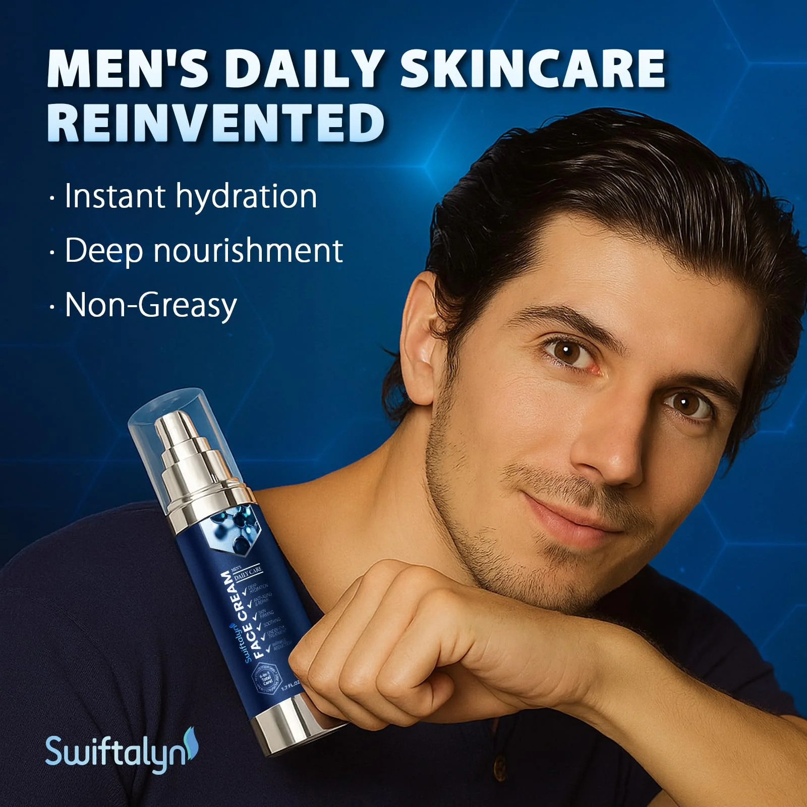 Swiftalyn 6-in-1 Face Cream for Men: Men's Face Moisturizer Anti-Aging Cream, Dark Spot & Eye Bag Treatment, Reduces Wrinkles – Men's Skincare - Image 2