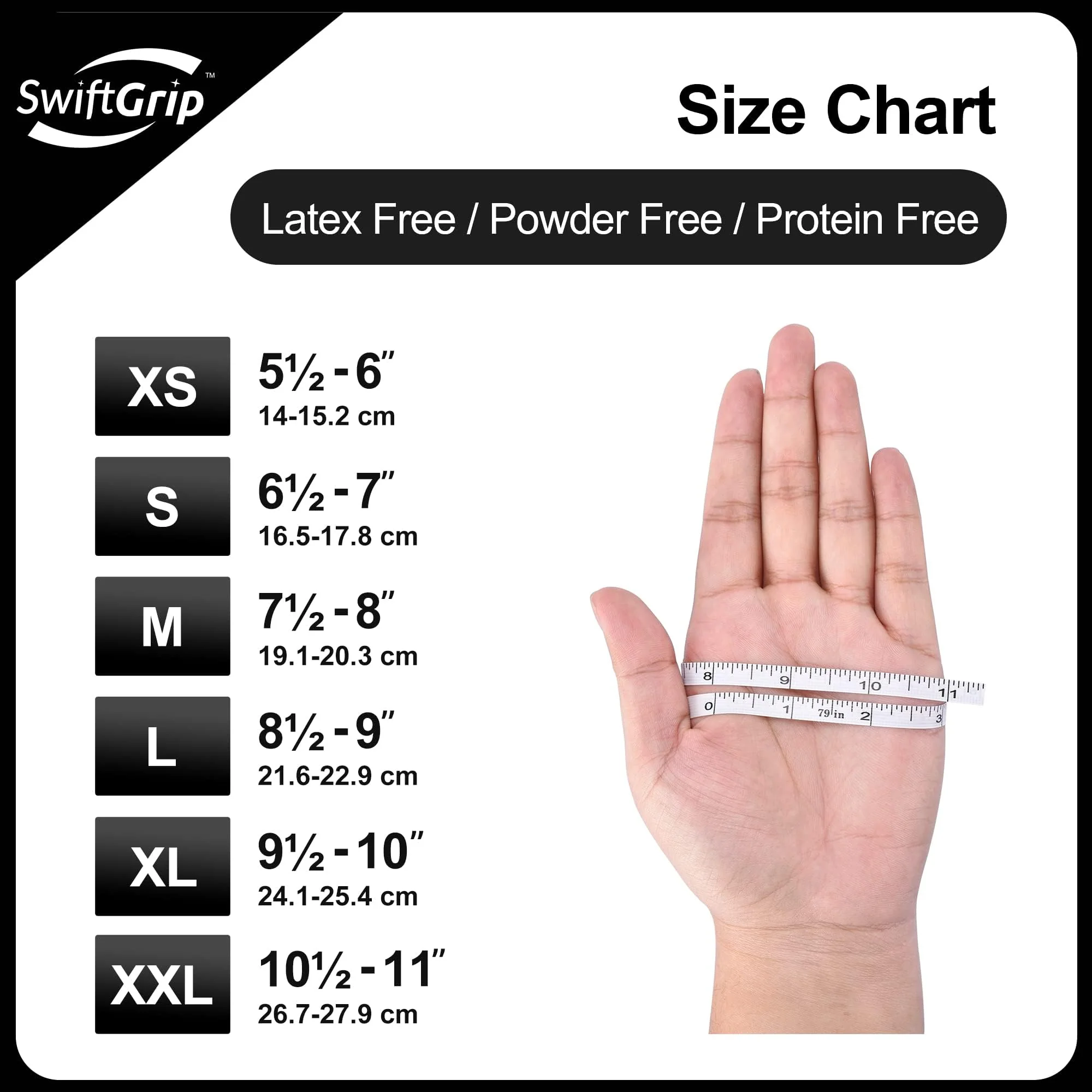 SwiftGrip Black Nitrile Exam Gloves, Disposable Latex Free for Medical, Cooking & Esthetician, Food-Safe Rubber Gloves, Powder Free, Non-Sterile, 1000ct Case (X-Small) - Image 2