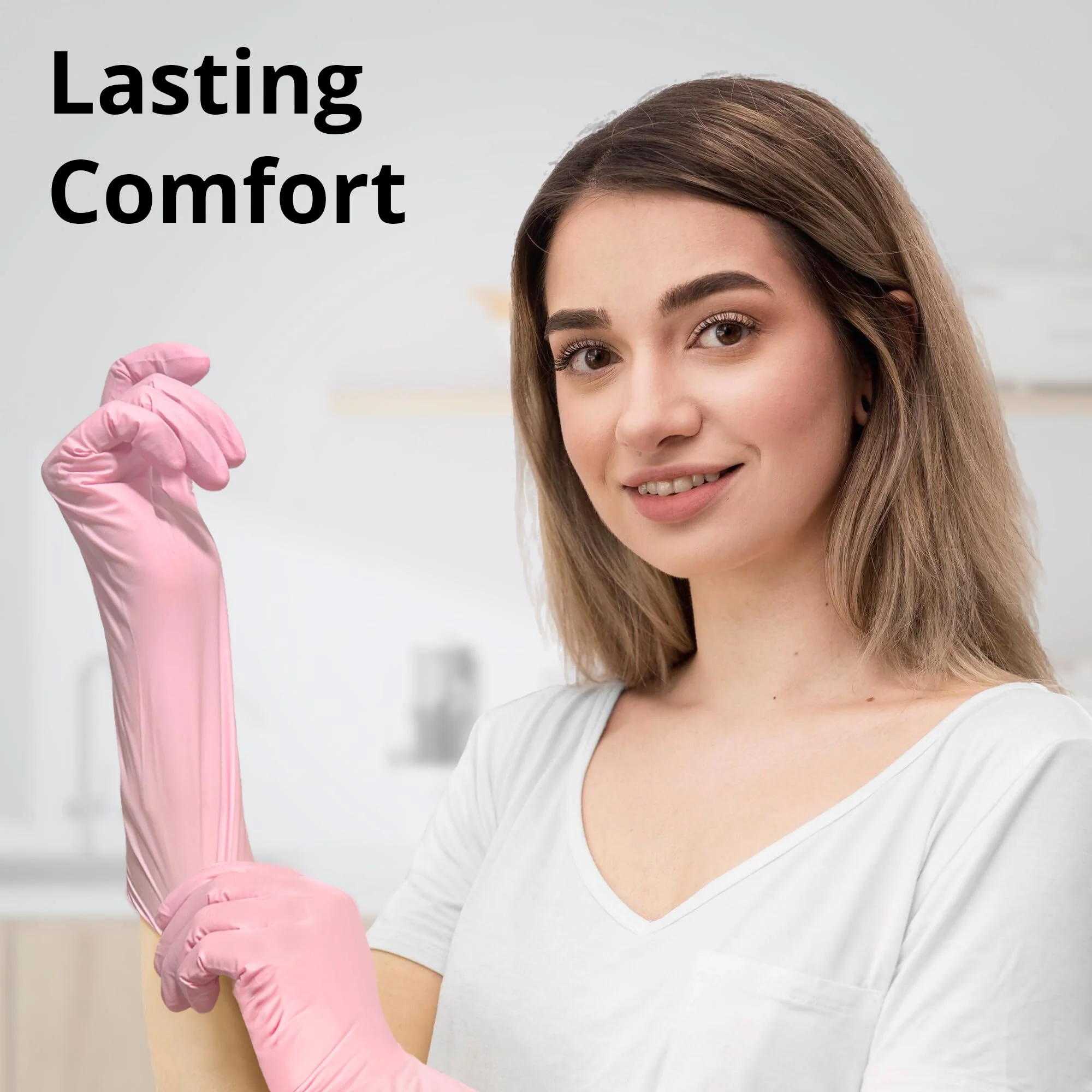 SwiftGrip Disposable Nitrile Dishwashing Gloves, Extended 12 Inches Cuff, 6-mil, Small, Cherry Blossom Cleaning Gloves for Latex-Free, Ideal for Cooking, Hair Dye, Spa (Box of 100) - Image 4
