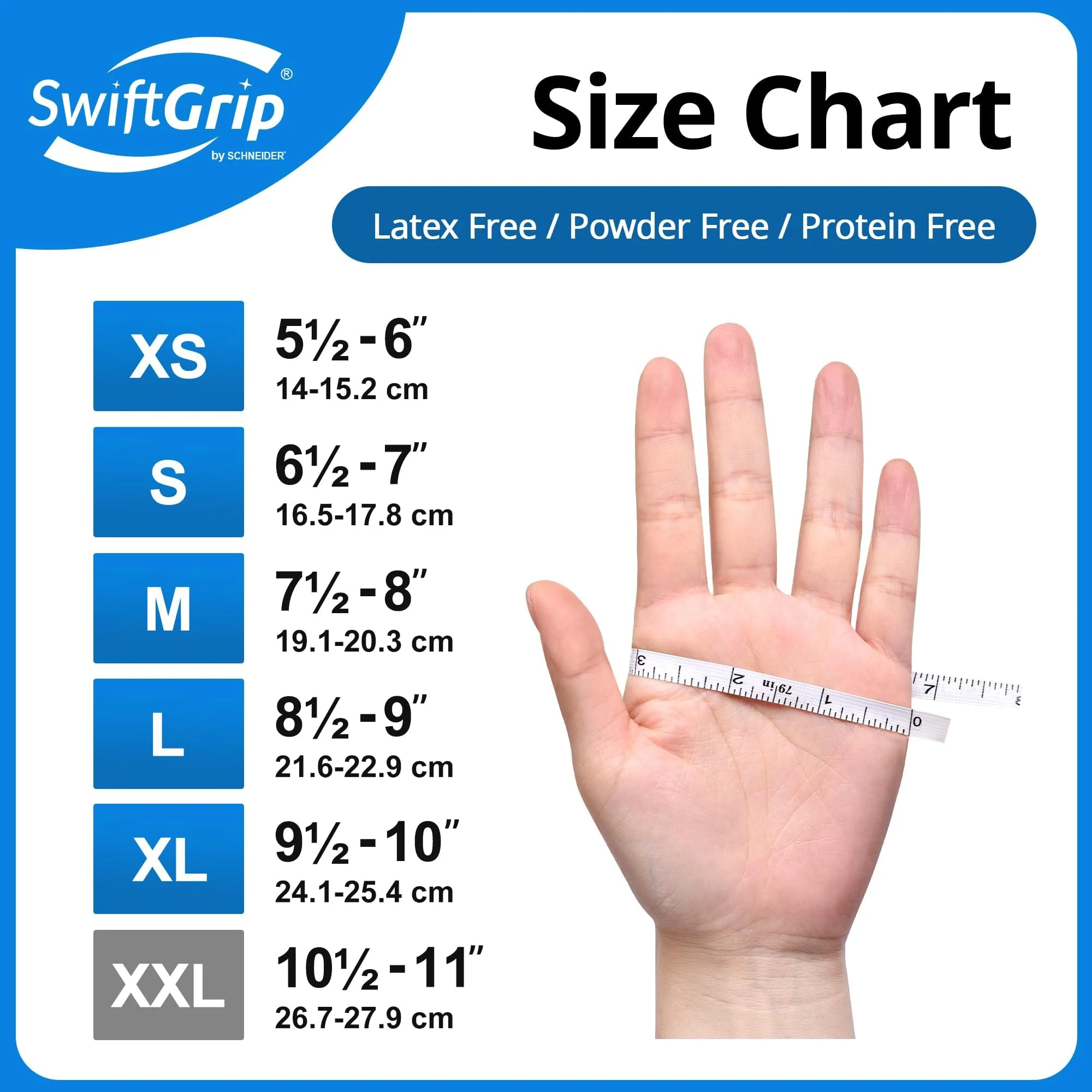 SwiftGrip Disposable Nitrile Exam Gloves, Blue, Nitrile Gloves Disposable Latex Free, Medical Gloves, Cleaning Gloves, Food-Safe Rubber Gloves, Powder Free, Non-Sterile, 1000-ct Case (X-Small) - Image 3