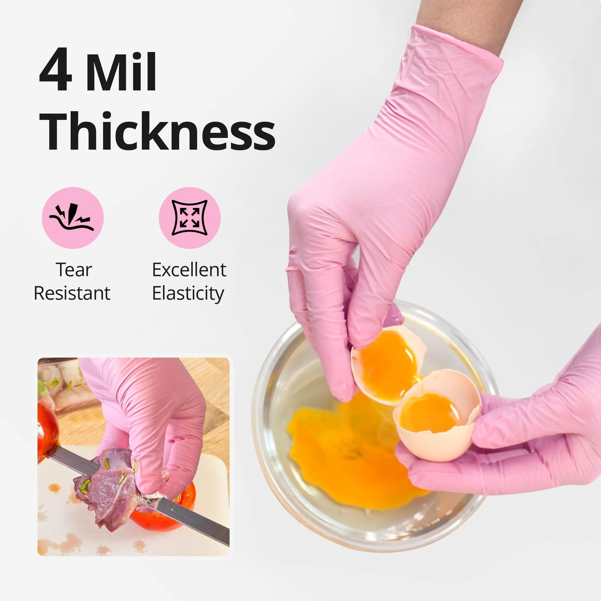 SwiftGrip Nitrile Exam Gloves, 4 Mil, Large, Cherry Blossom, Food Safe Gloves Disposable Latex Free, Powder Free for Cleaning Supplies, Esthetician, Hair Dye, Tattoo Supplies (Box of 1000) - Image 8