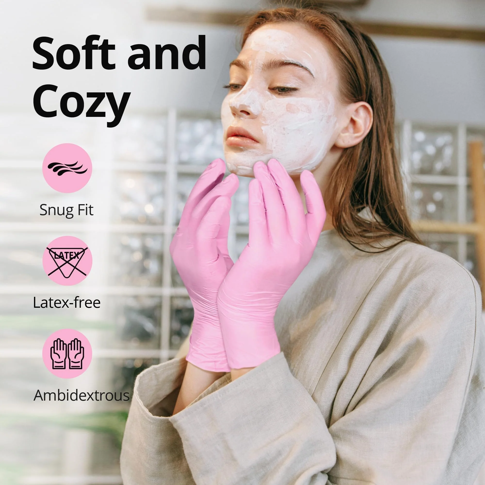 SwiftGrip Pink Disposable Gloves, X-Small, Disposable, Latex-Free, Food-Safe, Powder-Free, 1000-ct Case - Image 4