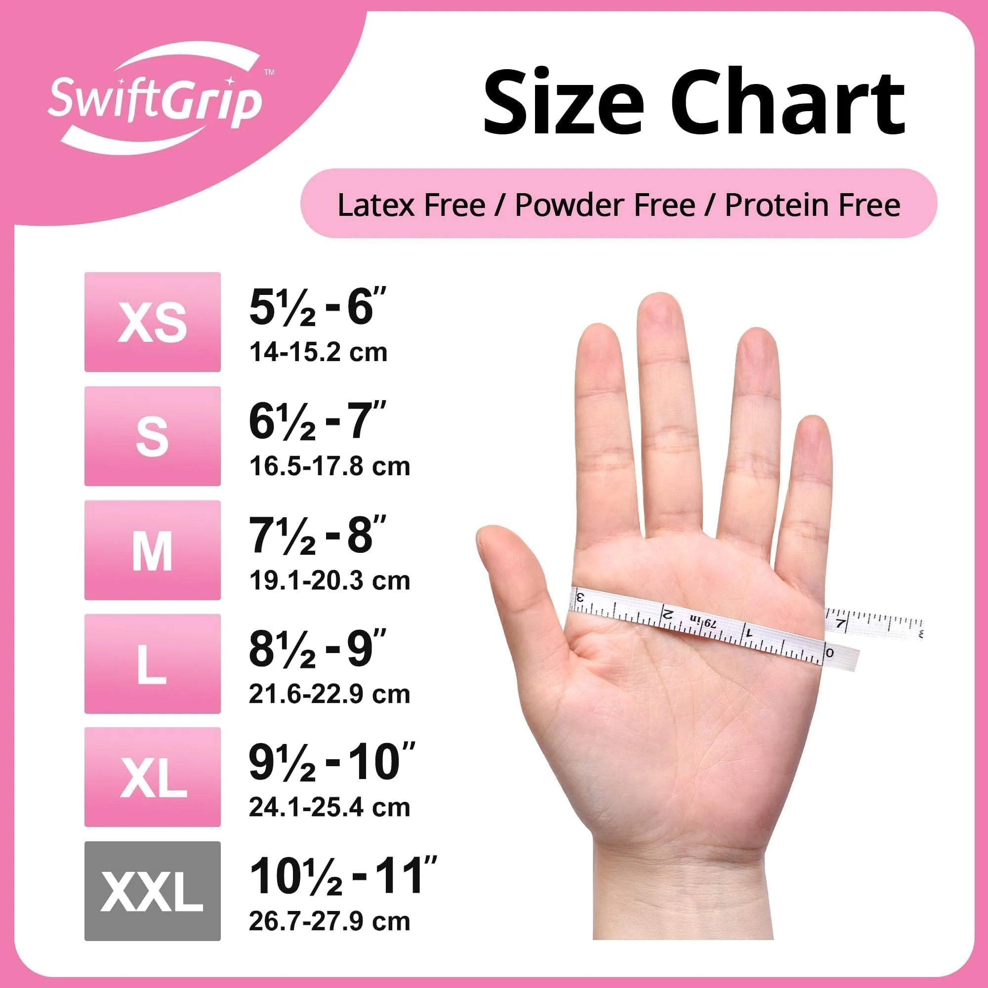 SwiftGrip Pink Disposable Gloves, X-Small, Disposable, Latex-Free, Food-Safe, Powder-Free, 1000-ct Case - Image 7