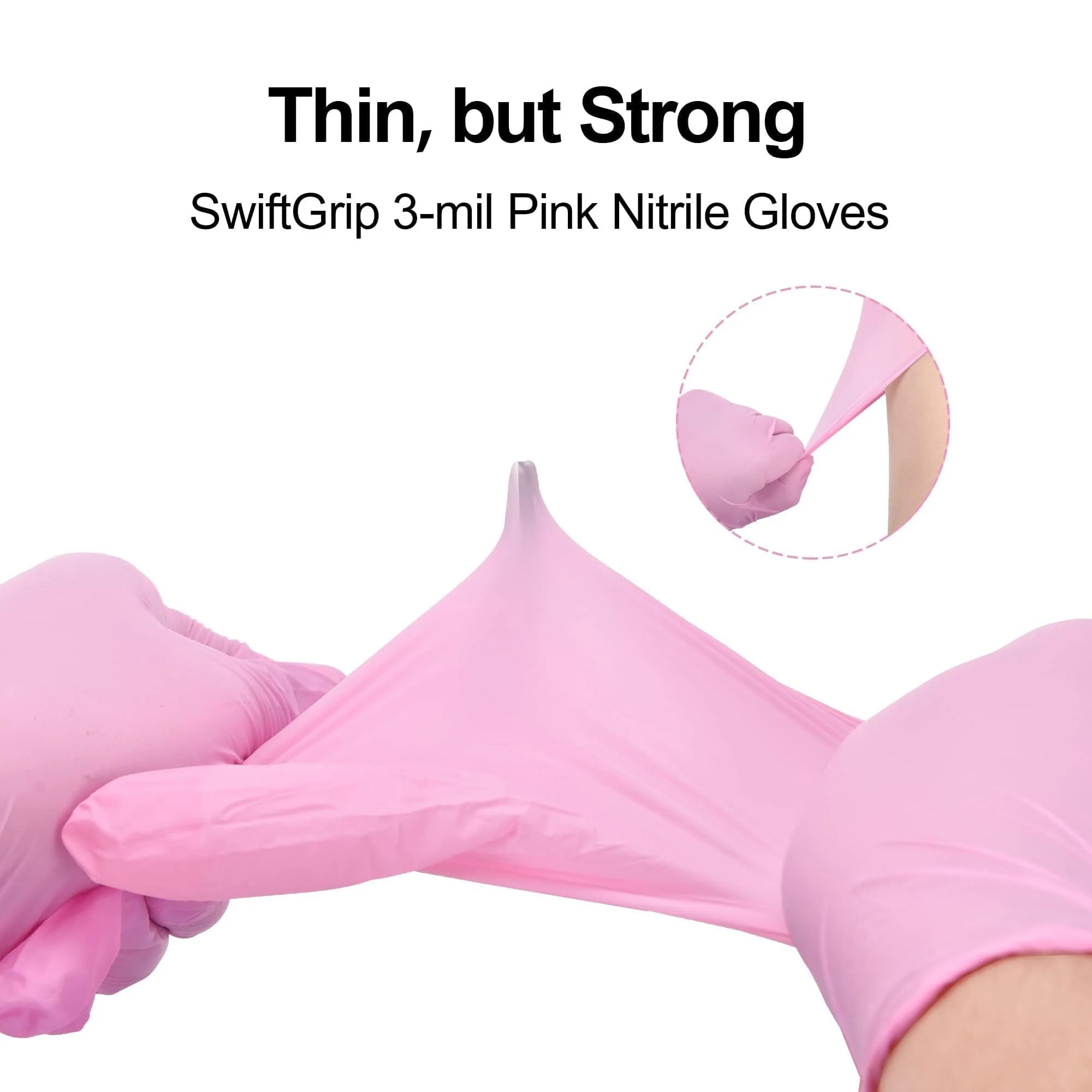 SwiftGrip Pink Disposable Gloves, X-Small, Disposable, Latex-Free, Food-Safe, Powder-Free, 1000-ct Case - Image 9