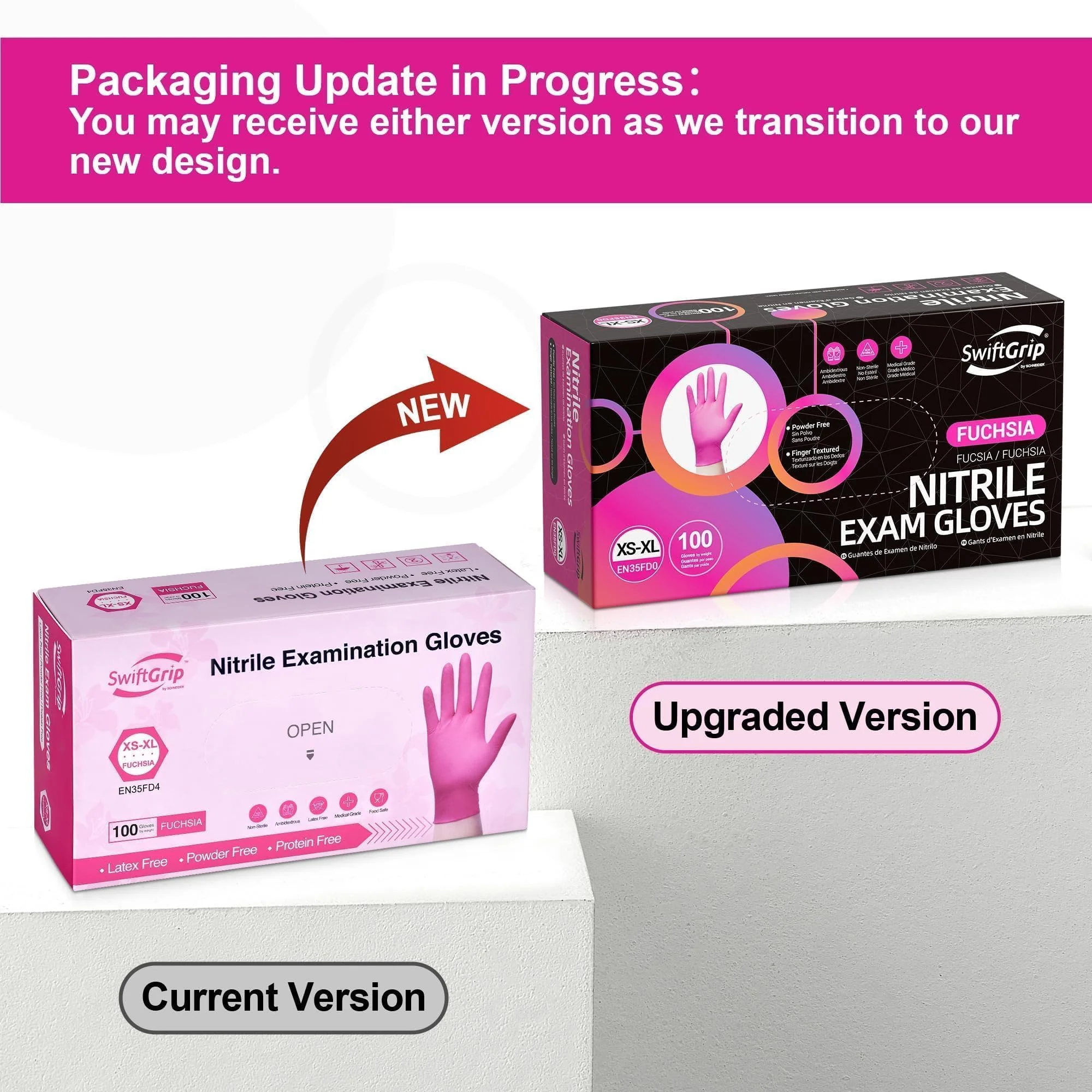 SwiftGrip Pink Gloves Powder-Free Nitrile Gloves, 100ct Box - 3-Mil, Gloves Disposable Latex Free, for Kitchen, Cleaning, Estheticians, Hair Stylist - Pink/Fuchsia(Small) - Image 9