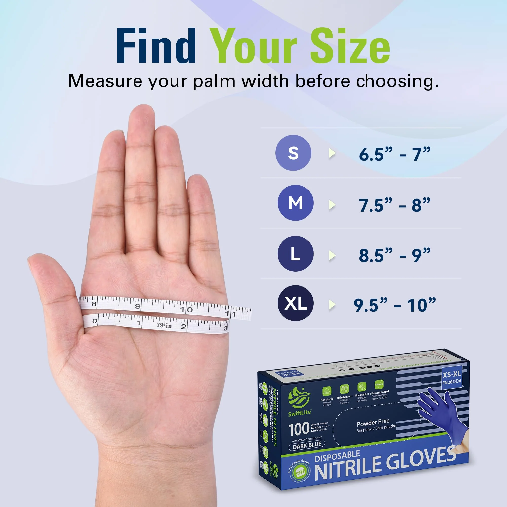 SWIFTLITE Disposable Nitrile Gloves, Food Safe, Latex-Free Powder-Free, Kitchen Rubber Gloves for Cooking, Cleaning and Food Prep (Medium, 300) - Image 3