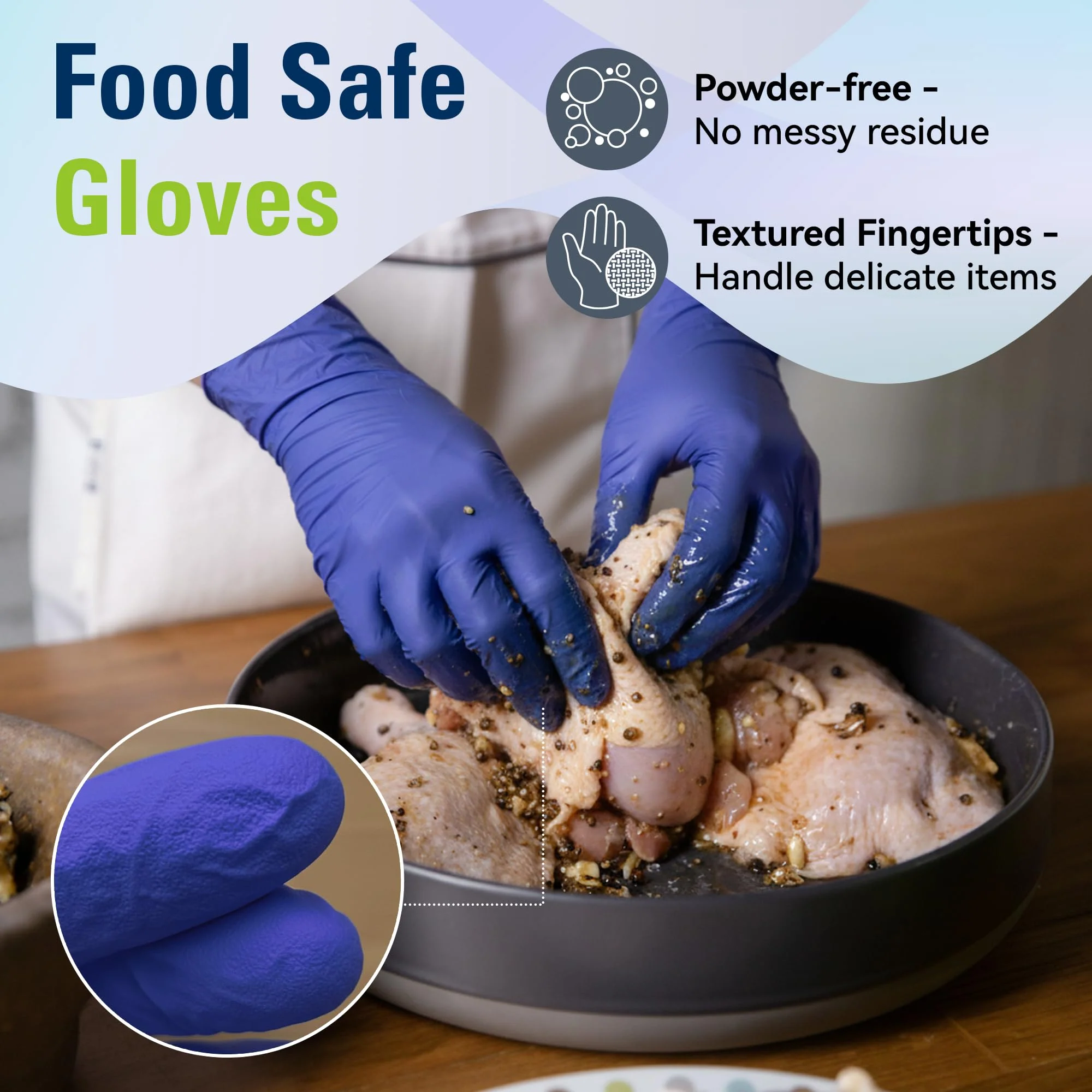 SWIFTLITE Disposable Nitrile Gloves, Food Safe, Latex-Free Powder-Free, Kitchen Rubber Gloves for Cooking, Cleaning and Food Prep (Medium, 300) - Image 6