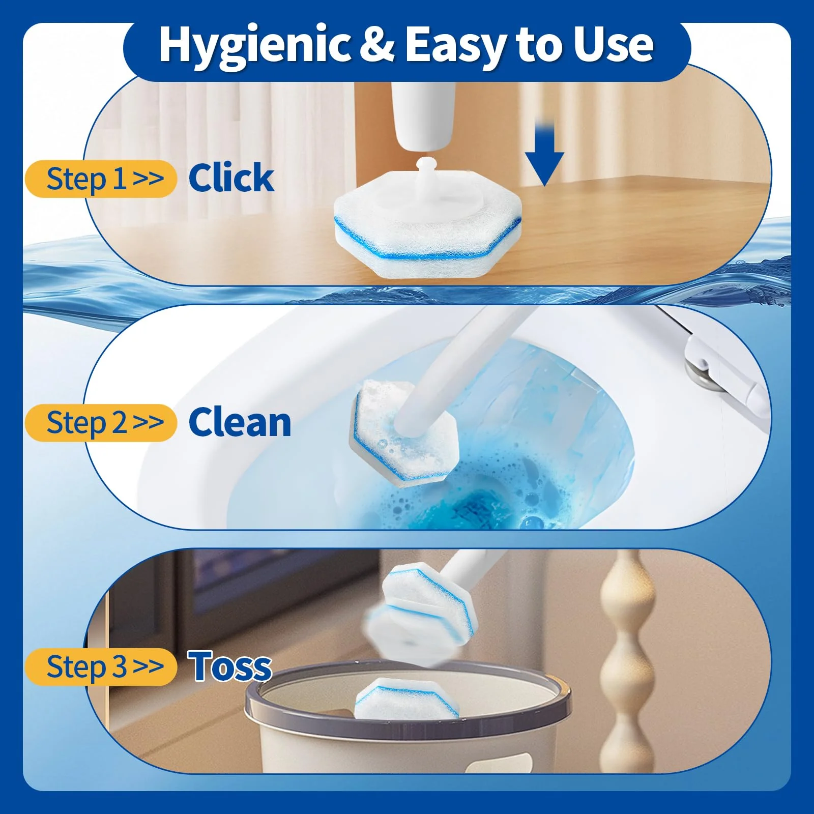 Swilsweep 40 Count Toilet Bowl Wand Refills, Disposable Toilet Cleaner Refills, Disposable Wand Heads Compatible with Clorox and the Most Toilet Brushes - Image 4