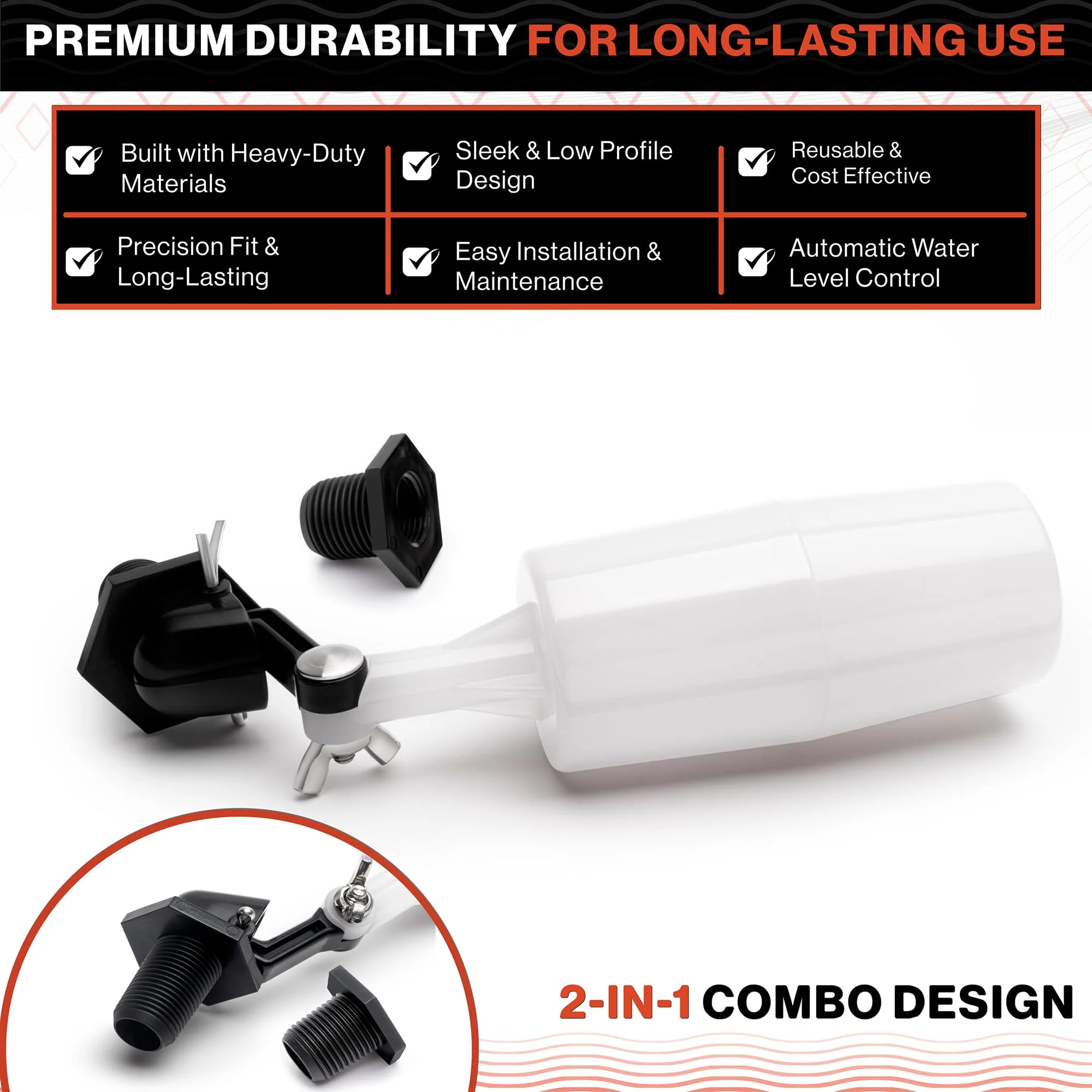 Swimables 3/8" and 1/2" Pool Auto Fill Float Valve Replacement | Includes Adapter From 3/8 Inch to 1/2 Inch | Compatible with Most Water Float Valve For Water Tank and Pool Water Leveler Auto Fill - Image 8