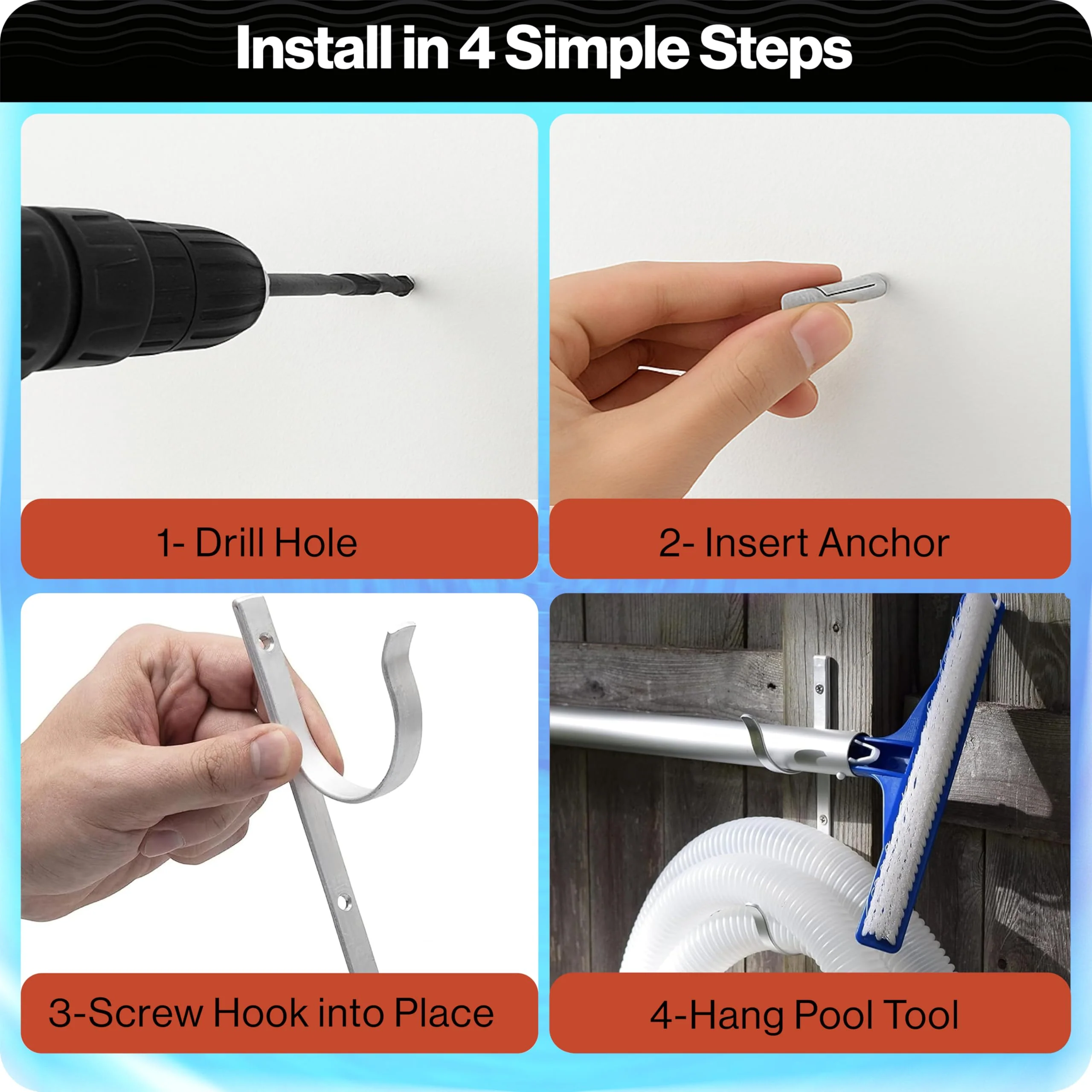 Swimables 316 Stainless Steel Heavy Duty Pool Hooks - Telescopic Pole Hanger - Ideal for Swimming Pool - Designed in USA - Image 4