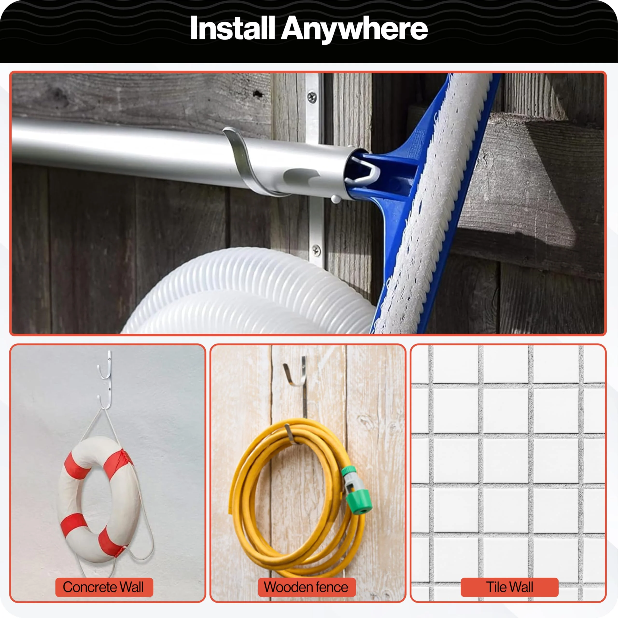 Swimables 316 Stainless Steel Heavy Duty Pool Hooks - Telescopic Pole Hanger - Ideal for Swimming Pool - Designed in USA - Image 5