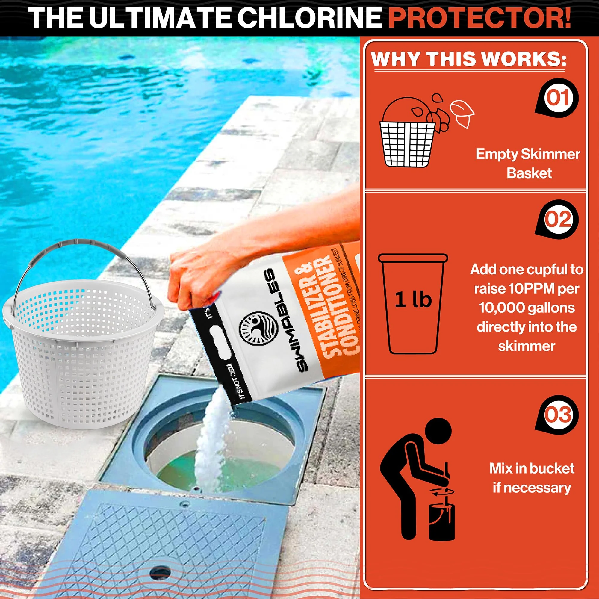 Swimables 4-Pounds Premium Pool Stabilizer & Conditioner, Max Strength Cyanuric Acid for Pools, Spa & Salt Water – Reduces Chlorine Loss, Ideal for Swimming & Hot Tubs - Image 4