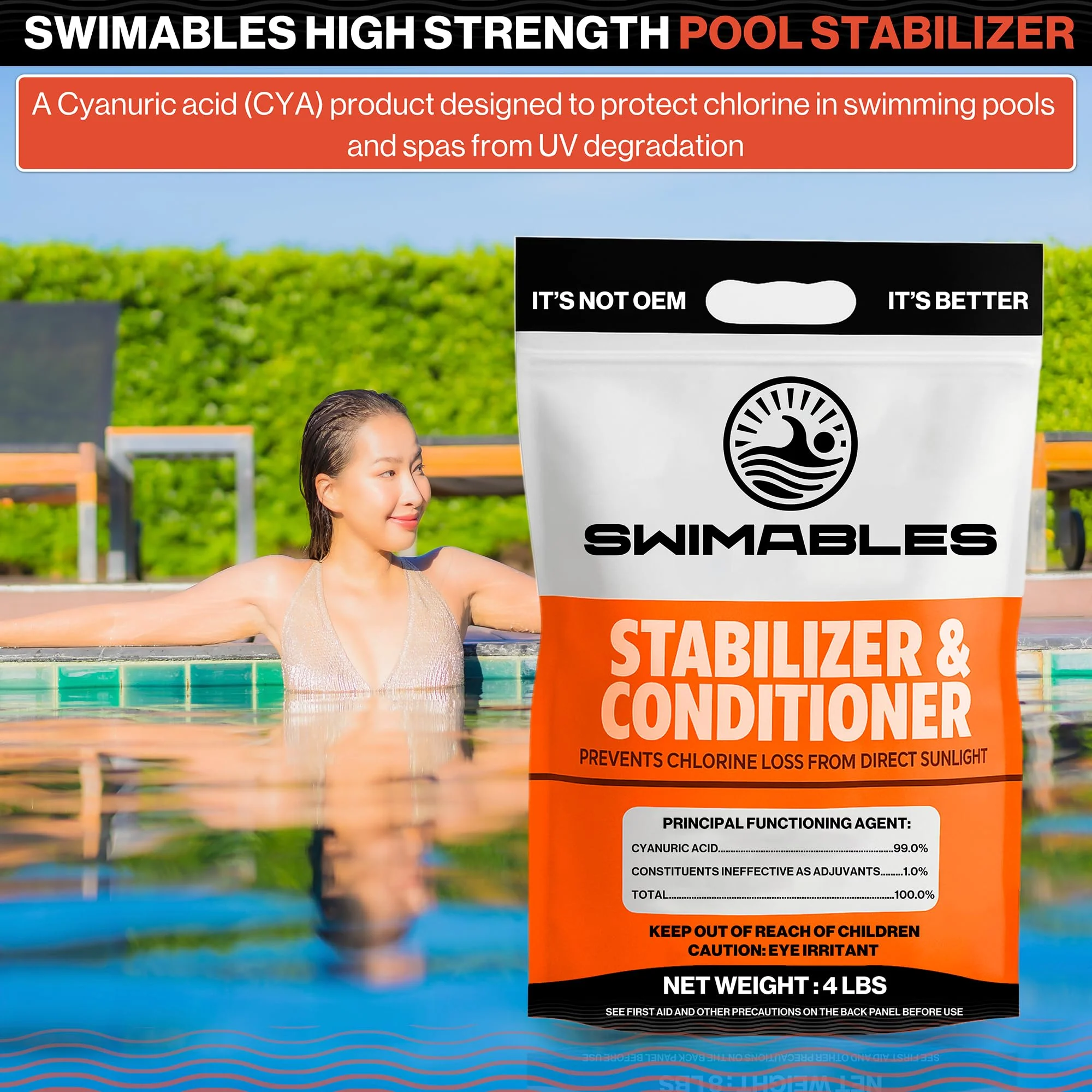 Swimables 4-Pounds Premium Pool Stabilizer & Conditioner, Max Strength Cyanuric Acid for Pools, Spa & Salt Water – Reduces Chlorine Loss, Ideal for Swimming & Hot Tubs - Image 8