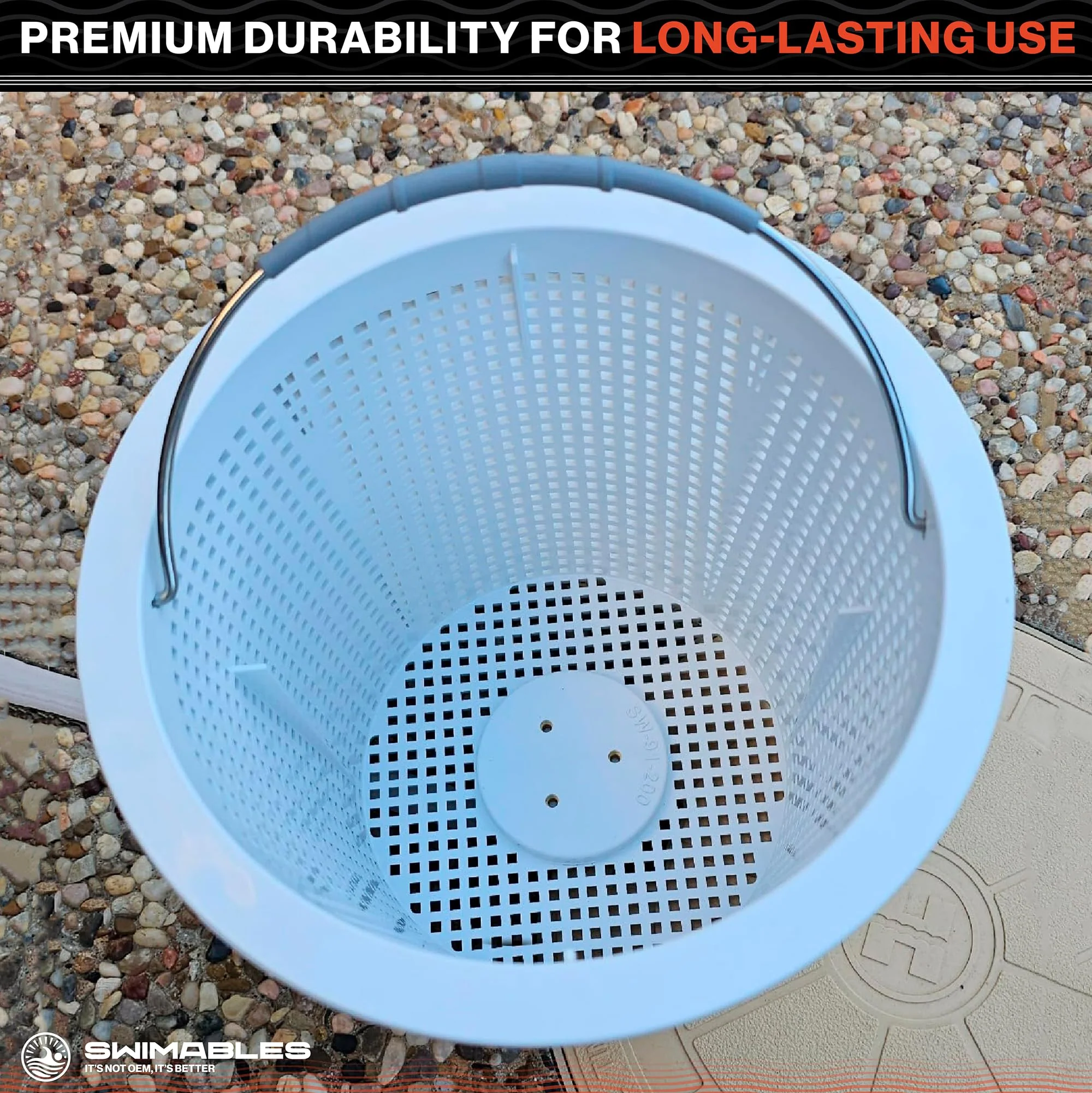 Swimables 8 Inch Skimmer Basket Compatible with Pentair Skimmer Basket 85014500 and S200 Pentair Pool Skimmer Basket | Built-in Brass Weight | 316 Stainless Steel Handle & Convenient Rubber Grip - Image 8