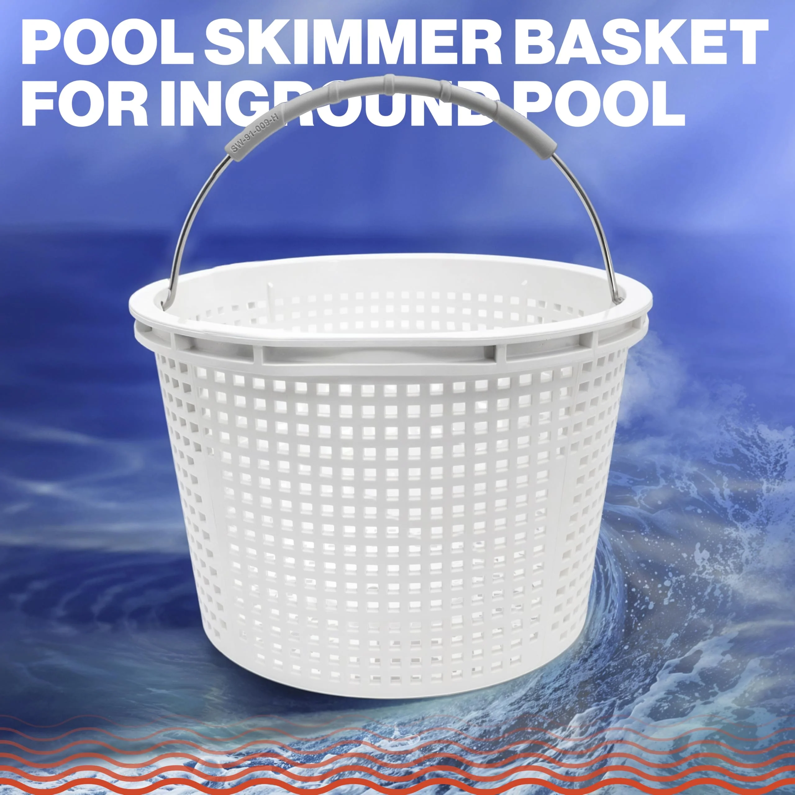 Swimables Pool Skimmer Basket Compatible with Waterway Skimmer Basket 542-3240 for Renegade Skimmers Pool Basket | Built-in Brass Weight | 316 Stainless Steel Handle & Convenient Rubber Grip - Image 9