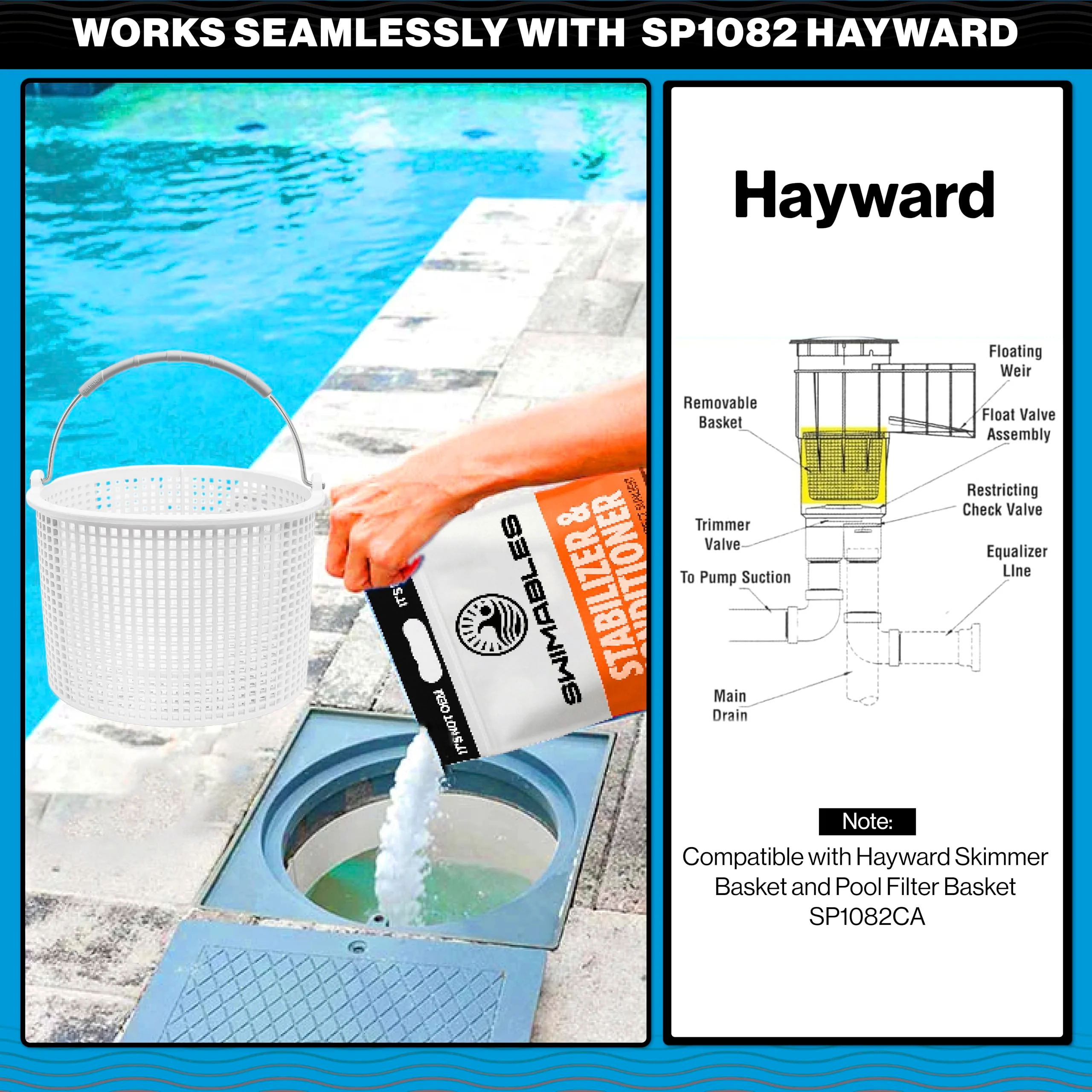Swimables Pool Skimmer Basket for Inground Pool Compatible with Hayward Skimmer Basket and Pool Filter Basket SP1082CA | Built-in Brass Weight | 316 Stainless Steel Handle & Convenient Rubber Grip - Image 6