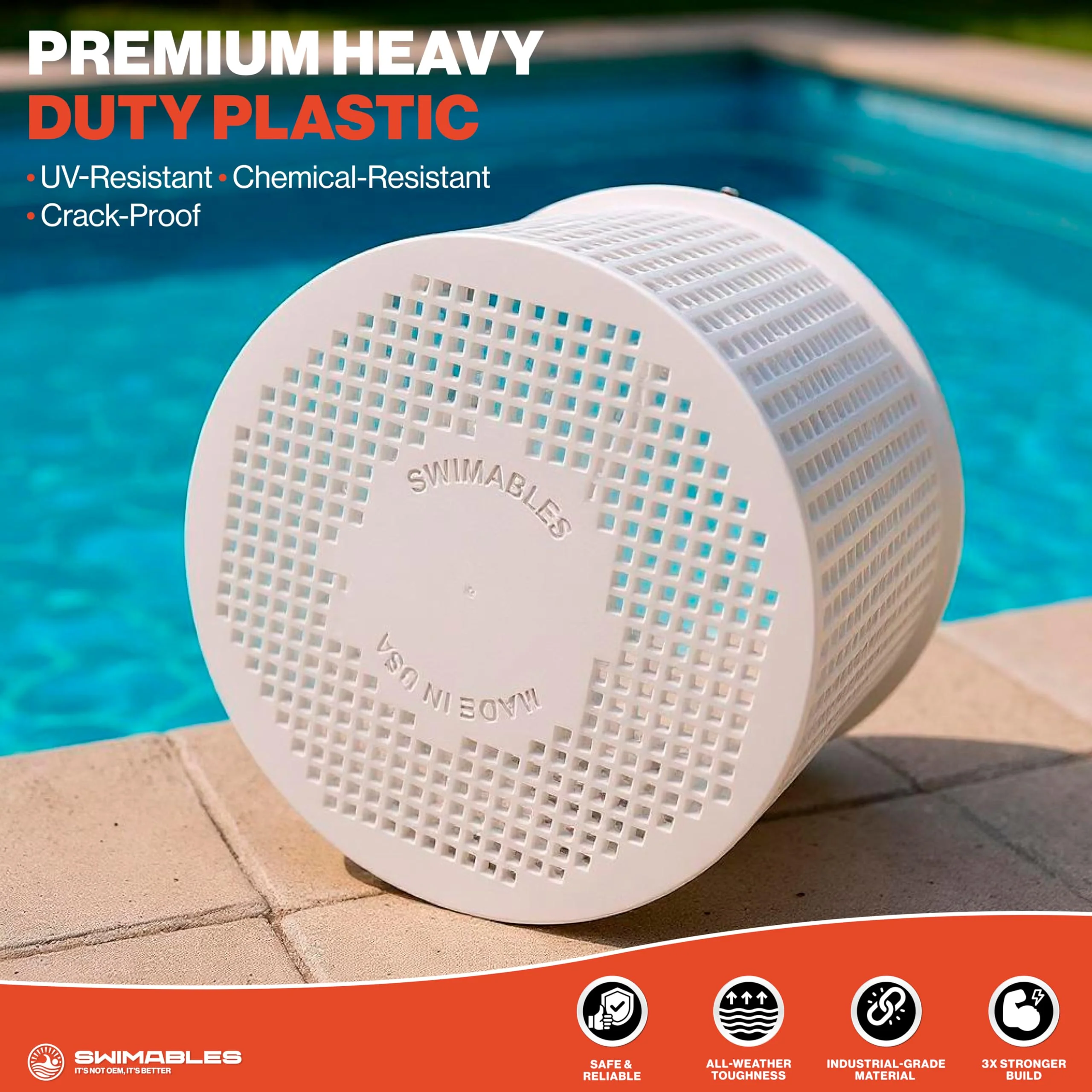 Swimables Pool Skimmer Basket for Inground Pool Compatible with Hayward Skimmer Basket and Pool Filter Basket SP1082CA | Built-in Brass Weight | 316 Stainless Steel Handle & Convenient Rubber Grip - Image 7