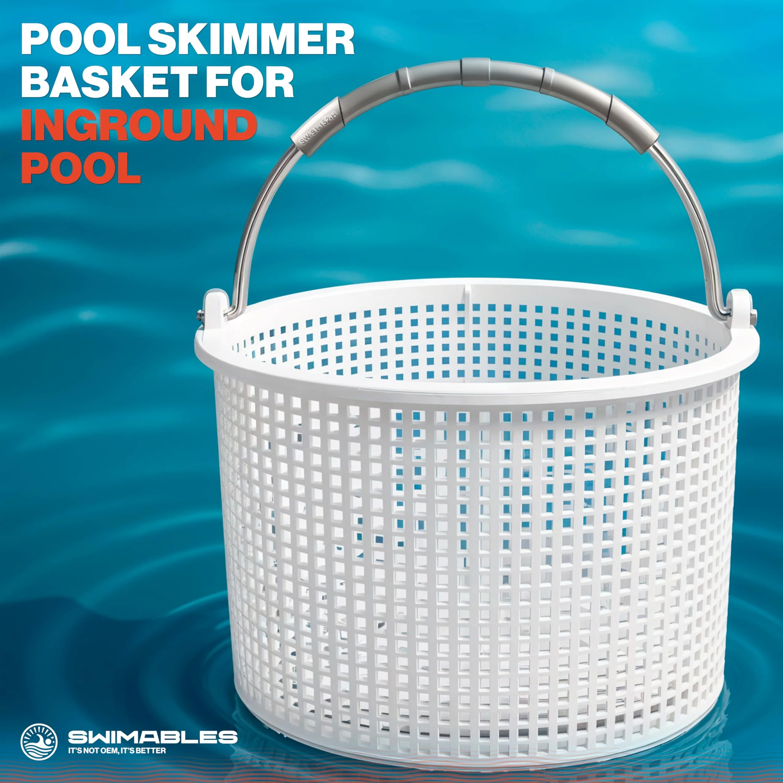 Swimables Pool Skimmer Basket for Inground Pool Compatible with Hayward Skimmer Basket and Pool Filter Basket SP1082CA | Built-in Brass Weight | 316 Stainless Steel Handle & Convenient Rubber Grip - Image 9