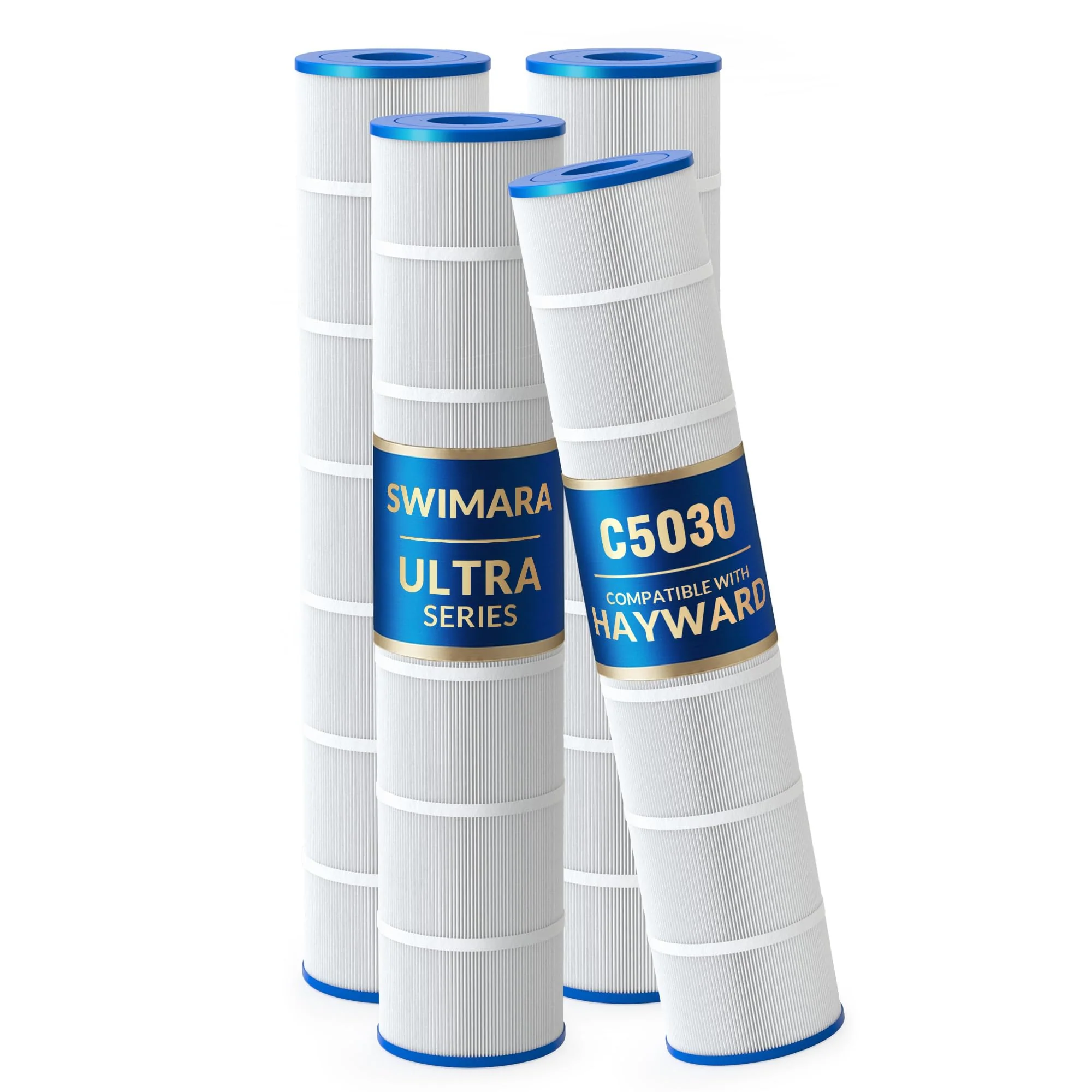 Swimara C5030 C5025 C5020 C5000 Pool Filter Cartridges, 5 oz+ Trilobal Fabric, Replacement for Hayward CX1280XRE, PA131, 524 Sq. Ft., 4-Pack, Ultra Series