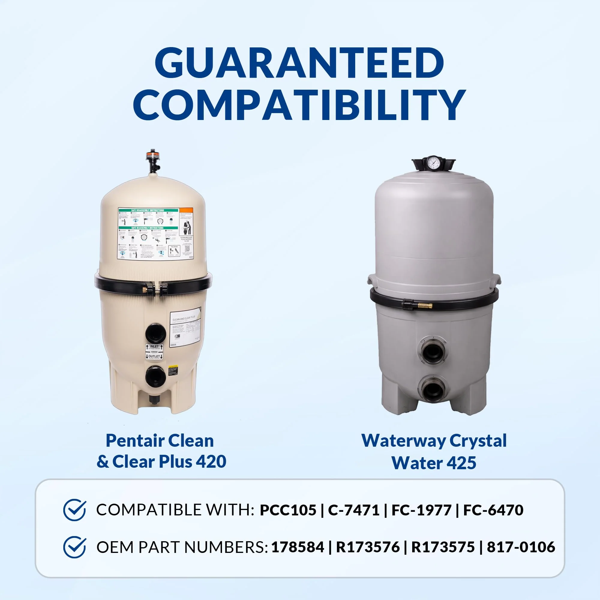Swimara CCP420 PCC105 178584 R173576 817-0106, 5 oz+ Trilobal Fabric Pool Filter Cartridges, Compatible with Pentair Clean & Clear Plus 420 (#160301) & Waterway 425, 4-Pack, Ultra Series - Image 7