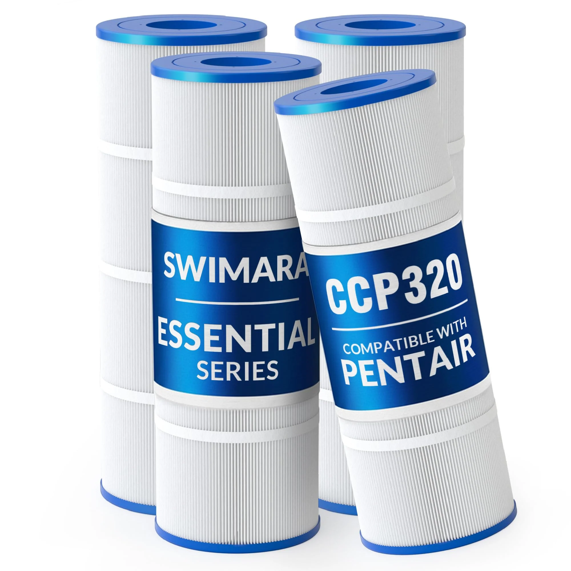 Swimara Pool Filter Cartridge, Essential Series, Replacement for PCC80 R173573 178580 817-0081, Compatible with Pentair Clean & Clear Plus 320 Waterway 325, Cylindrical Fabric, 320 Sq. Ft. 4-PK