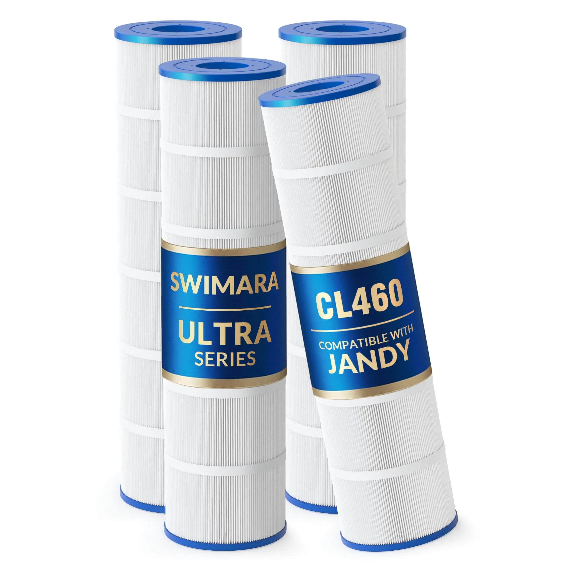 Swimara Pool Filter Cartridges Replacement for Jandy CL/CV Series, 5oz Trilobal Heavy-Duty Fabric, Ultra Series, 4-Pack, 460 Sq. Ft.