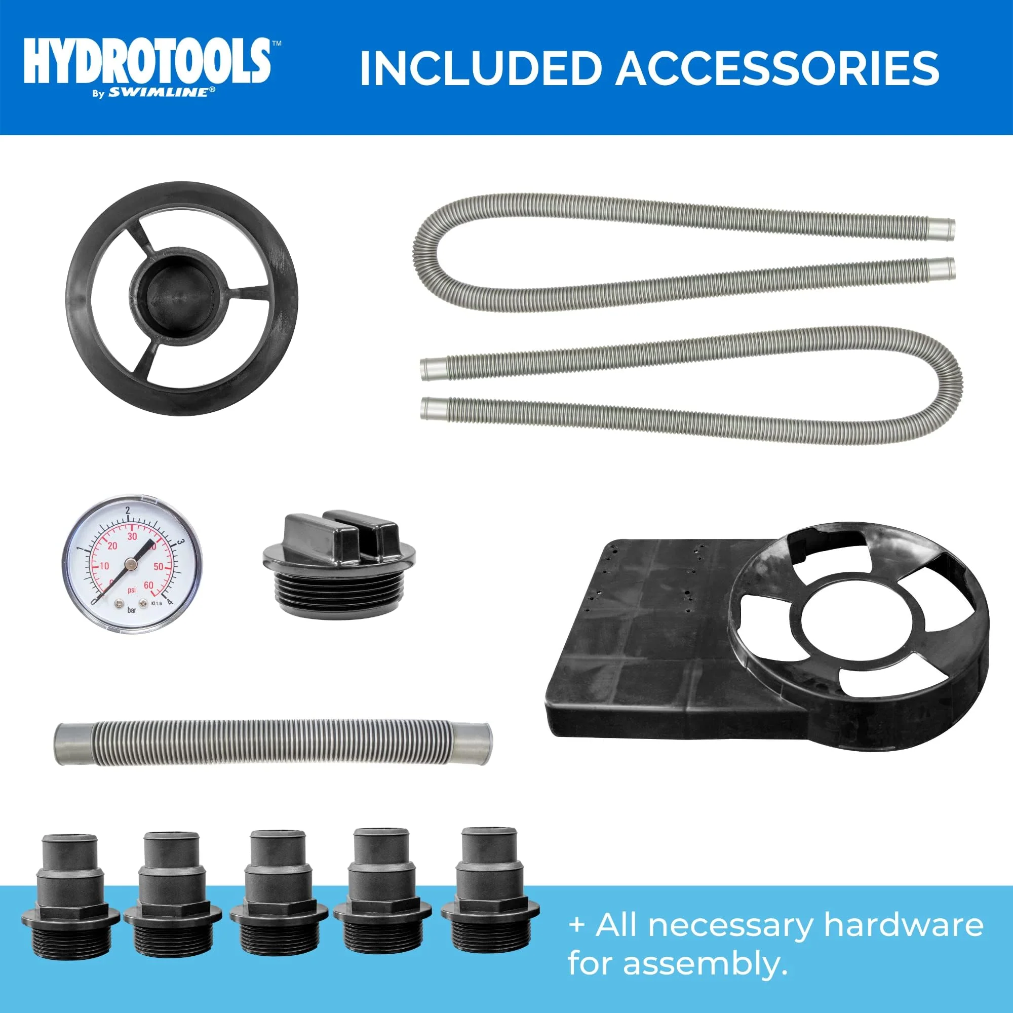 SWIMLINE HYDROTOOLS Complete Sand Filter System, 12" Tank - for Above-Ground Pools Up to 8,000 Gallons, Single Speed Pump, 0.3 THP, 1,980 GPH, 4-Way Multi-Port Valve, 42 lb Capacity - Image 2