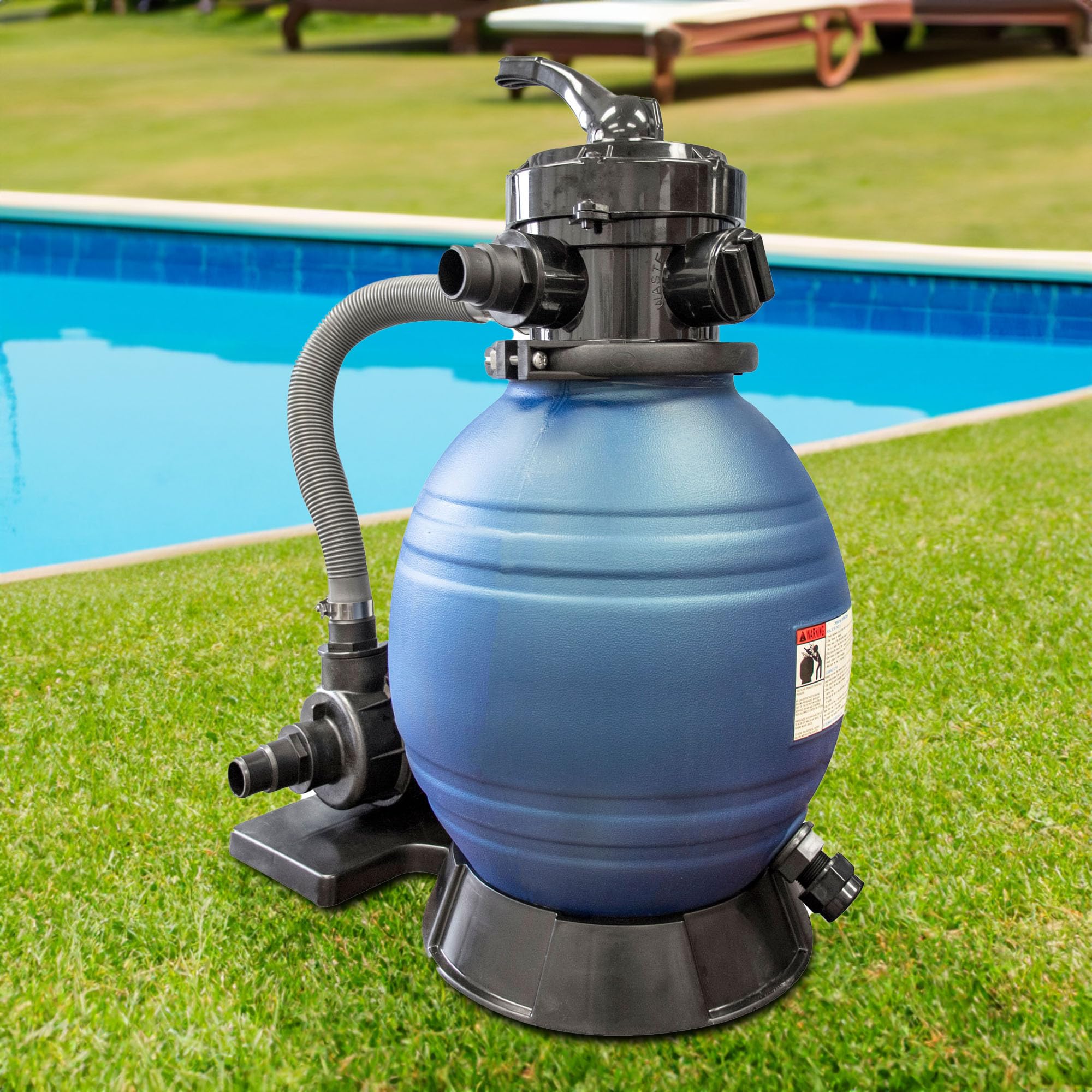 SWIMLINE HYDROTOOLS Complete Sand Filter System, 12" Tank - for Above-Ground Pools Up to 8,000 Gallons, Single Speed Pump, 0.3 THP, 1,980 GPH, 4-Way Multi-Port Valve, 42 lb Capacity - Image 9