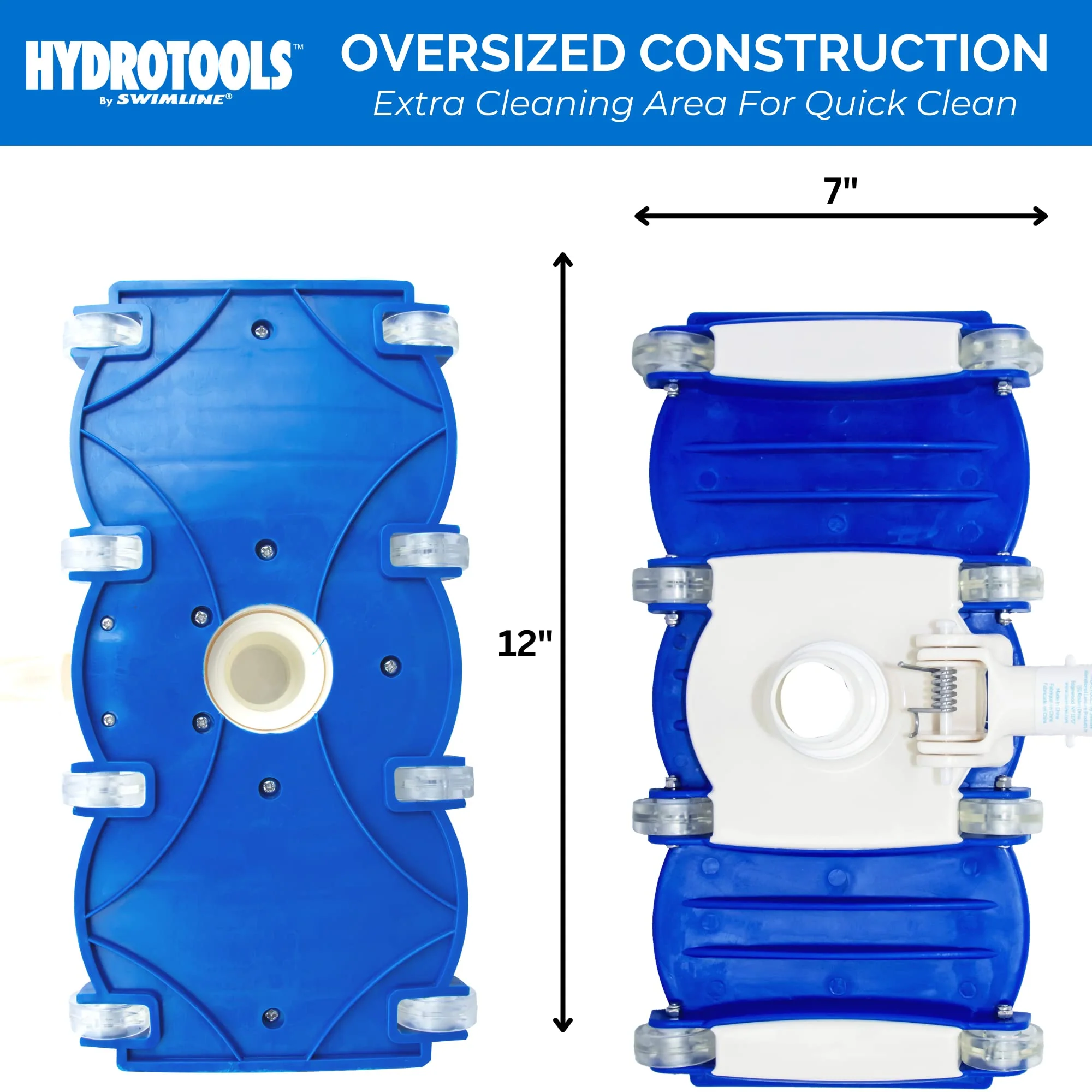 SWIMLINE HYDROTOOLS Manual Vacuum Head Attachment For Inground & Above Ground Pools |Weighted Flexible Swimming Pool Vac Head Rectangle Shape W/ Wheels| Swivel Hose 1-1/4 or 1-1/2’’| Clean 8150 - Image 5