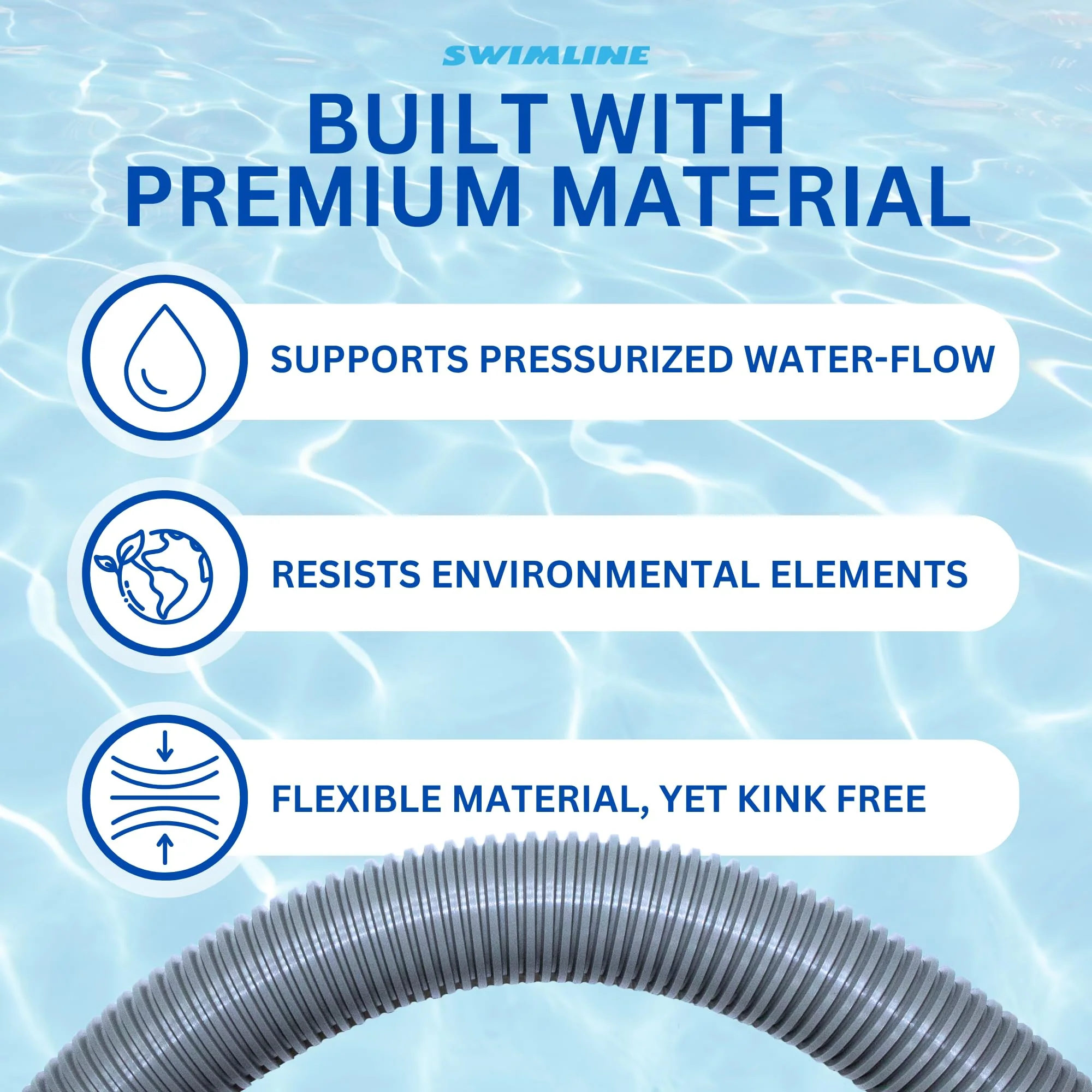 SWIMLINE HYDROTOOLS Pool Pump Filter Connection Hose W/ Cuff | 1.5 Inch X 3 Foot | Heavy-Duty Flexible, Durable & Leakproof | Chemical & UV Resistant | For Above Ground Pools Skimmer Filters & Pumps - Image 4