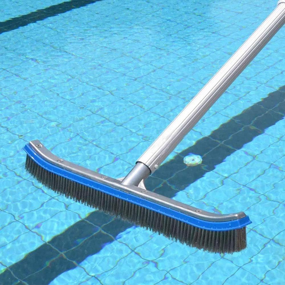 Swimming Pool Brush for Cleaning Pool Walls,Tiles & Floors,Heavy Duty 18" Aluminum Stainless Steel Wire Bristle Pool Scrub Brush for Curved Cleaning Brushes with EZ Clips - Image 2