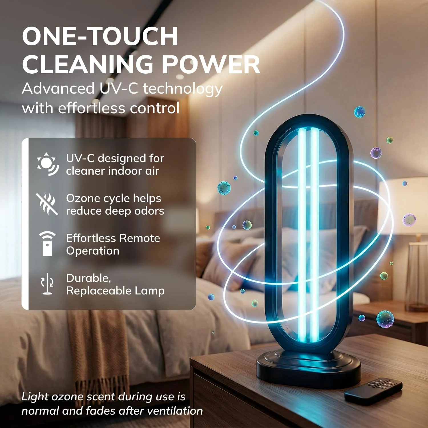 Swissklip Swissker HaloUV, Mold Remover, Home Disinfection Device, Dust Mites Remover, UV Light Sanitizer, Ultraviolet Sanitizer for Home, Room & Kitchen, Ultraviolet Light with 4 Speed Timings - Image 6