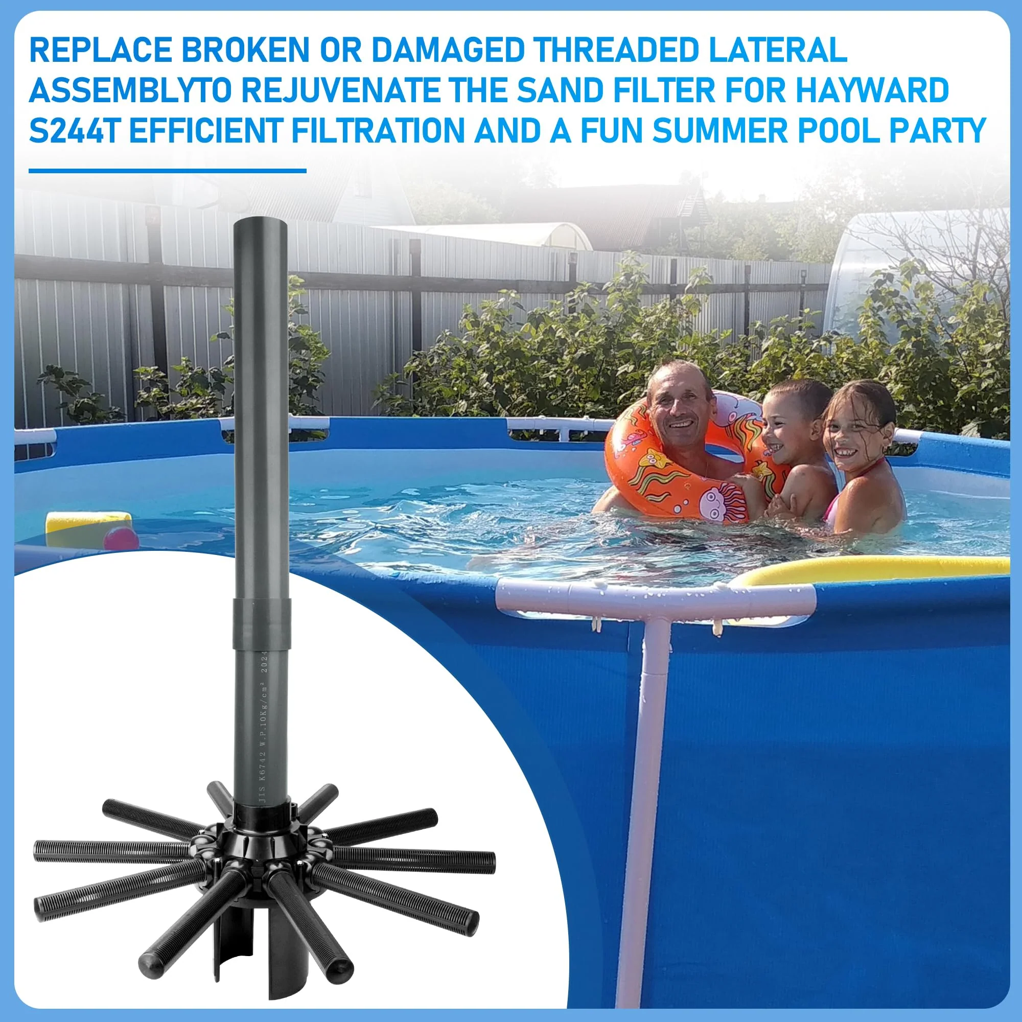 SX244DA Lateral Assembly with Center Pipe for Hayward s244t Sand Filter Tank, Pool Threaded Lateral Compatible with Hayward S244TC, S270T, S270T2 Sand Filter, Spa Pool Sand Filter Replacement Parts - Image 2