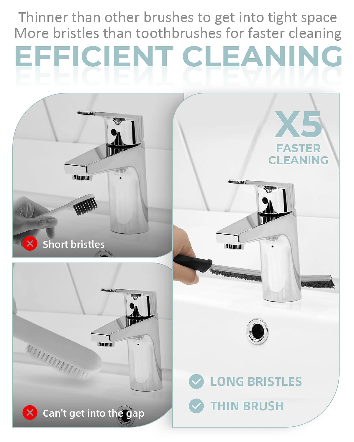 SXhyf Crevice Cleaning Brush - Grout Scrub Brush, House Cleaning Supplies, Gap Cleaning Tools, Home Essentials, Gifts for Women Men, Hard Bristle Crevice Cleaner Brush for Household Use, Bathroom - Image 3
