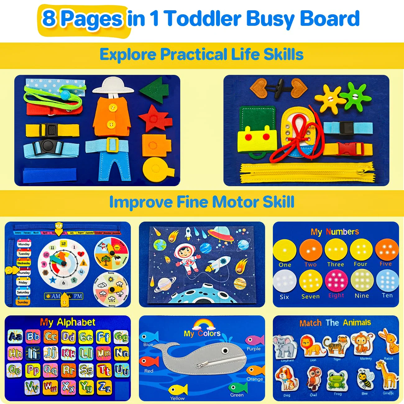 SYHLN Toddlers Montessori Busy Board Toys for 1 Year Old Boy Gifts, Educational Preschool Learning Travel Toys for Toddlers 1-3, One Year Old Boys Girls 1st Christmas Birthday Gifts Age 1-2-4 - Image 6