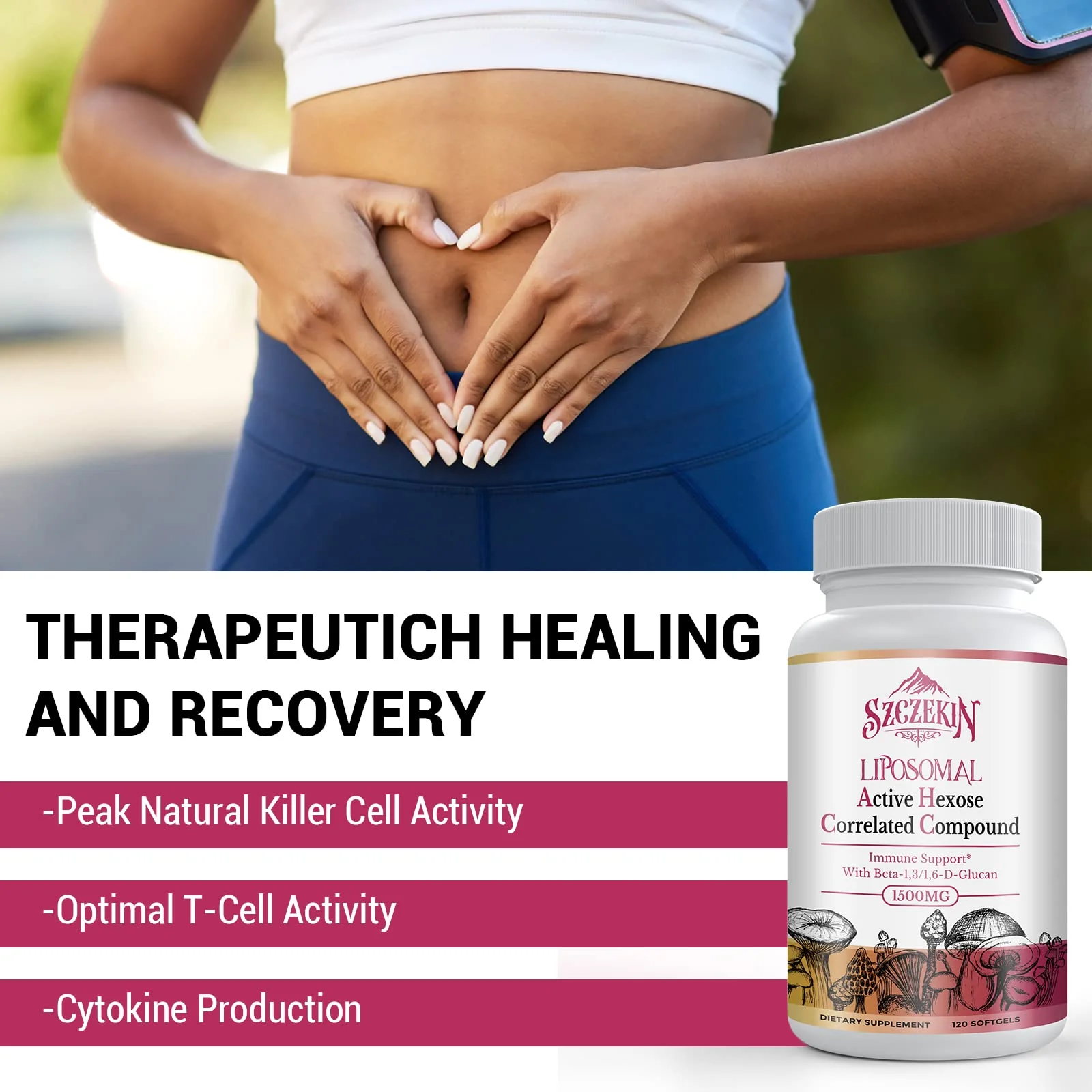 SZCZEKIN 1500mg Liposomal Active Hexose Correlated Supplement,240 Soft Gels Beta-Glucans with Natural Mushroom Extract, Immune System, Liver Function, Maintain T-Cell & Killer Cell Activity - Image 3