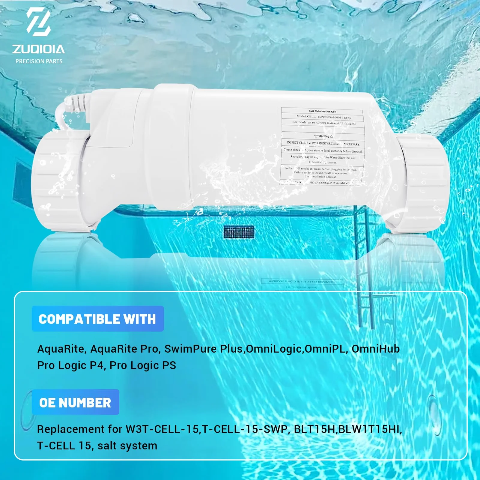 T-15 Salt Cell Replacement Compatible with Hayward Pool Turbo Chlorinator System Fit for AquaRite, AquaTrol & More, Up to 40K Gallons - Image 7