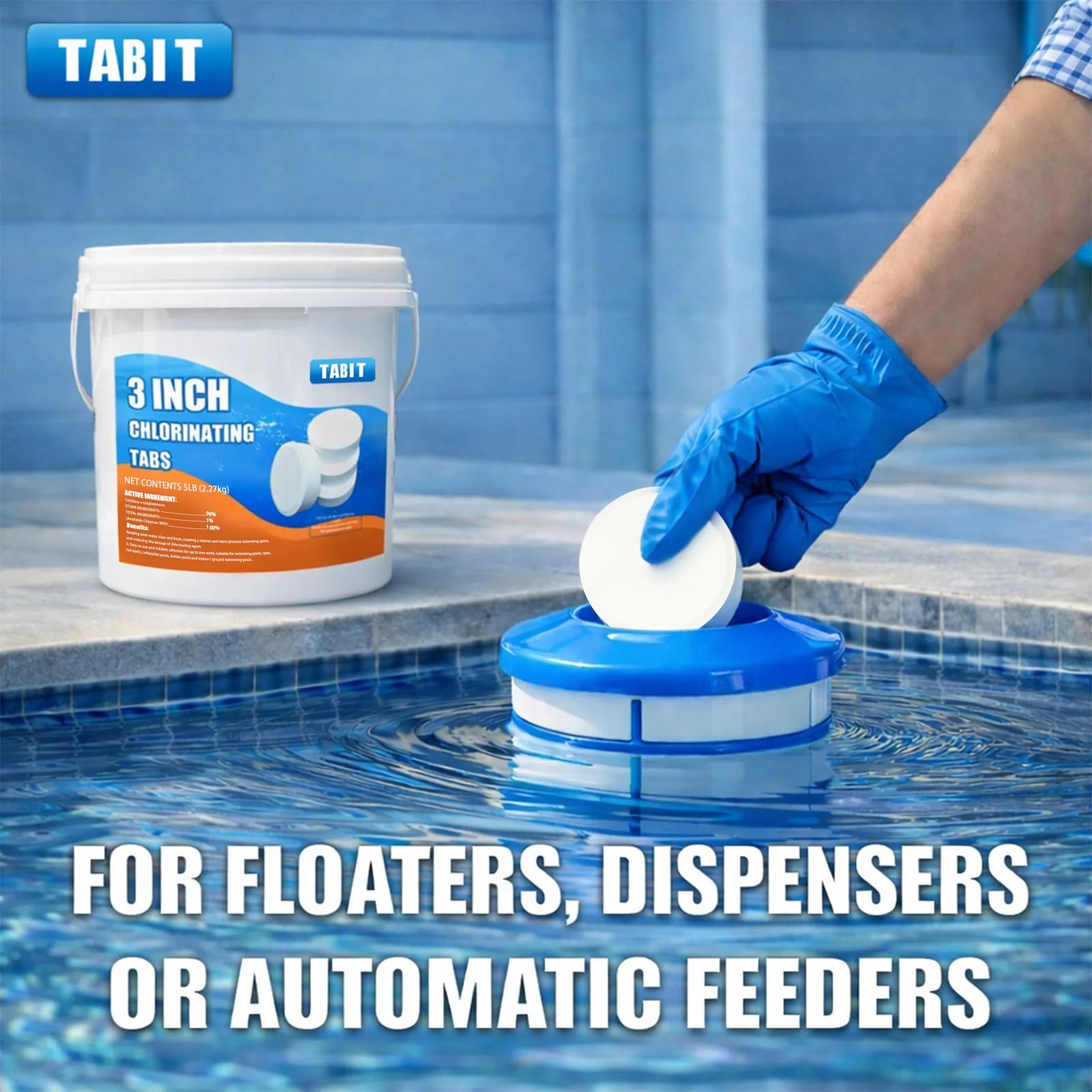 TABIT 3" Chlorine Tabs, 3 Inch Chlorinating Tablets 5 lbs for Swimming Pool, Spa and Hot Tub, Slow Dissolving - Image 5