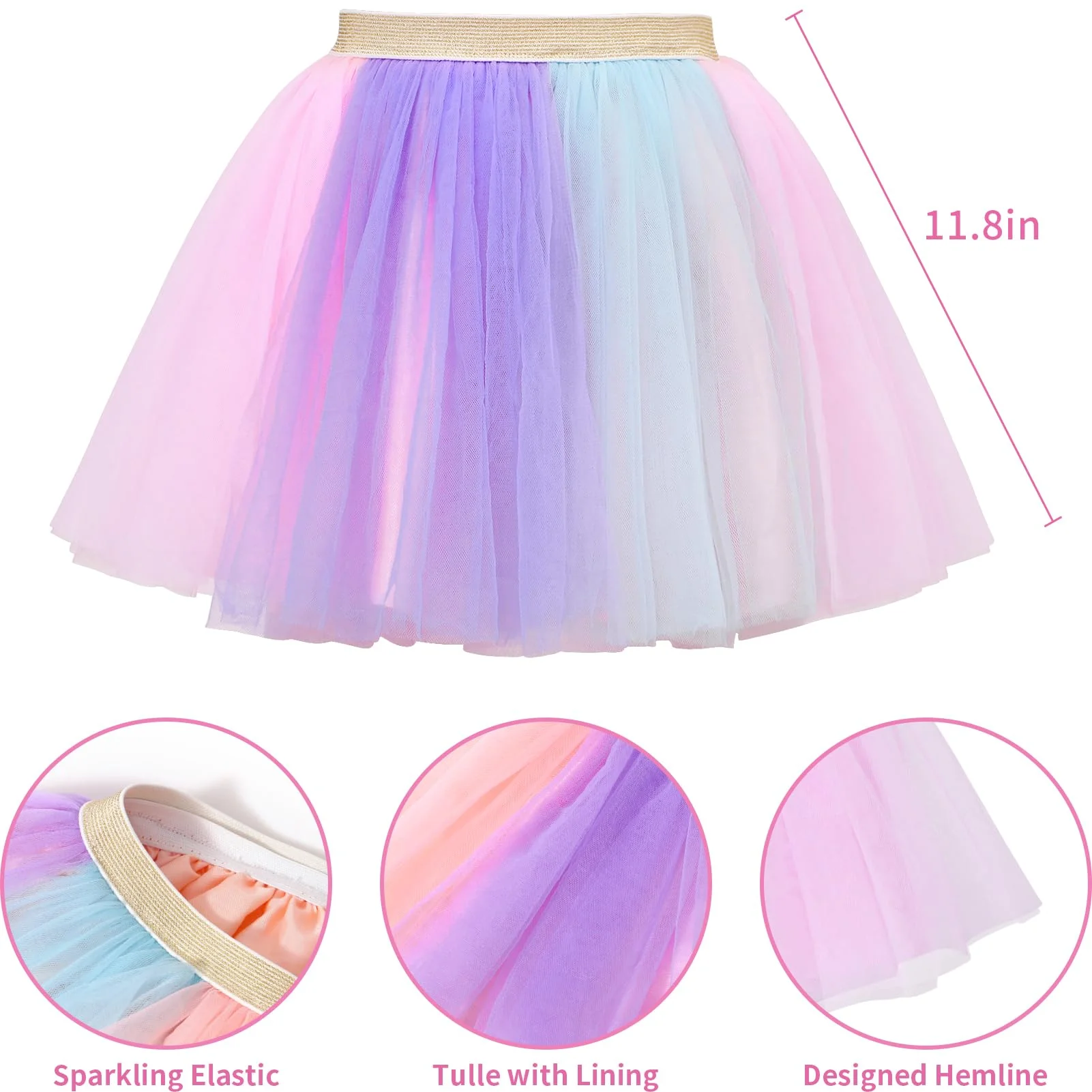 Tacobear 8pcs Unicorn Costume for Girl with Fluffy Glove, Leg Warmer, Feather Wings, Tutu Skirt, Headband, Wand, Halloween Christmas Birthday Gift Toy Dress Up Clothes Unicorn Dress for Girl 4 5 6 7 8 - Image 4