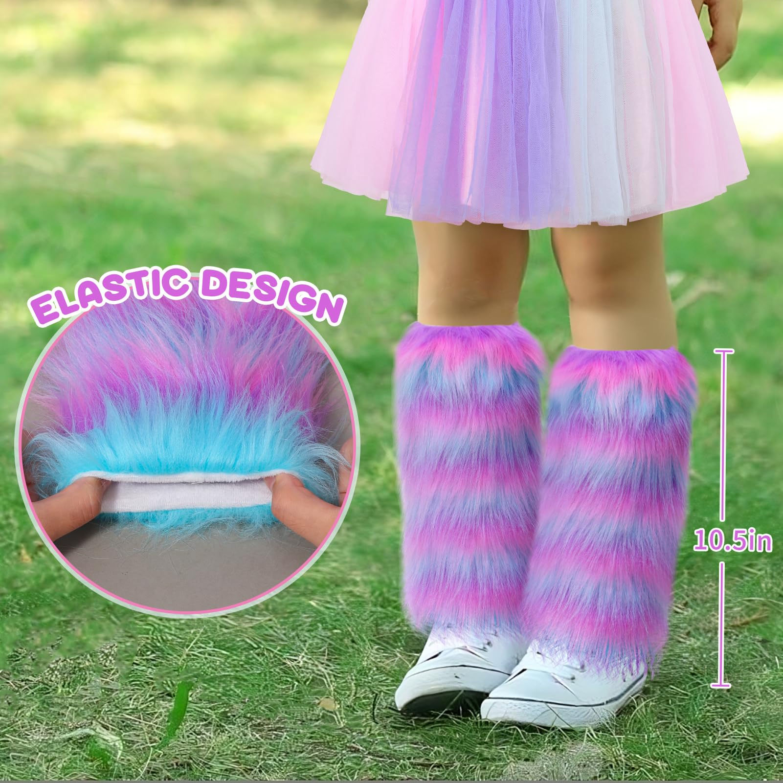 Tacobear 8pcs Unicorn Costume for Girl with Fluffy Glove, Leg Warmer, Feather Wings, Tutu Skirt, Headband, Wand, Halloween Christmas Birthday Gift Toy Dress Up Clothes Unicorn Dress for Girl 4 5 6 7 8 - Image 5