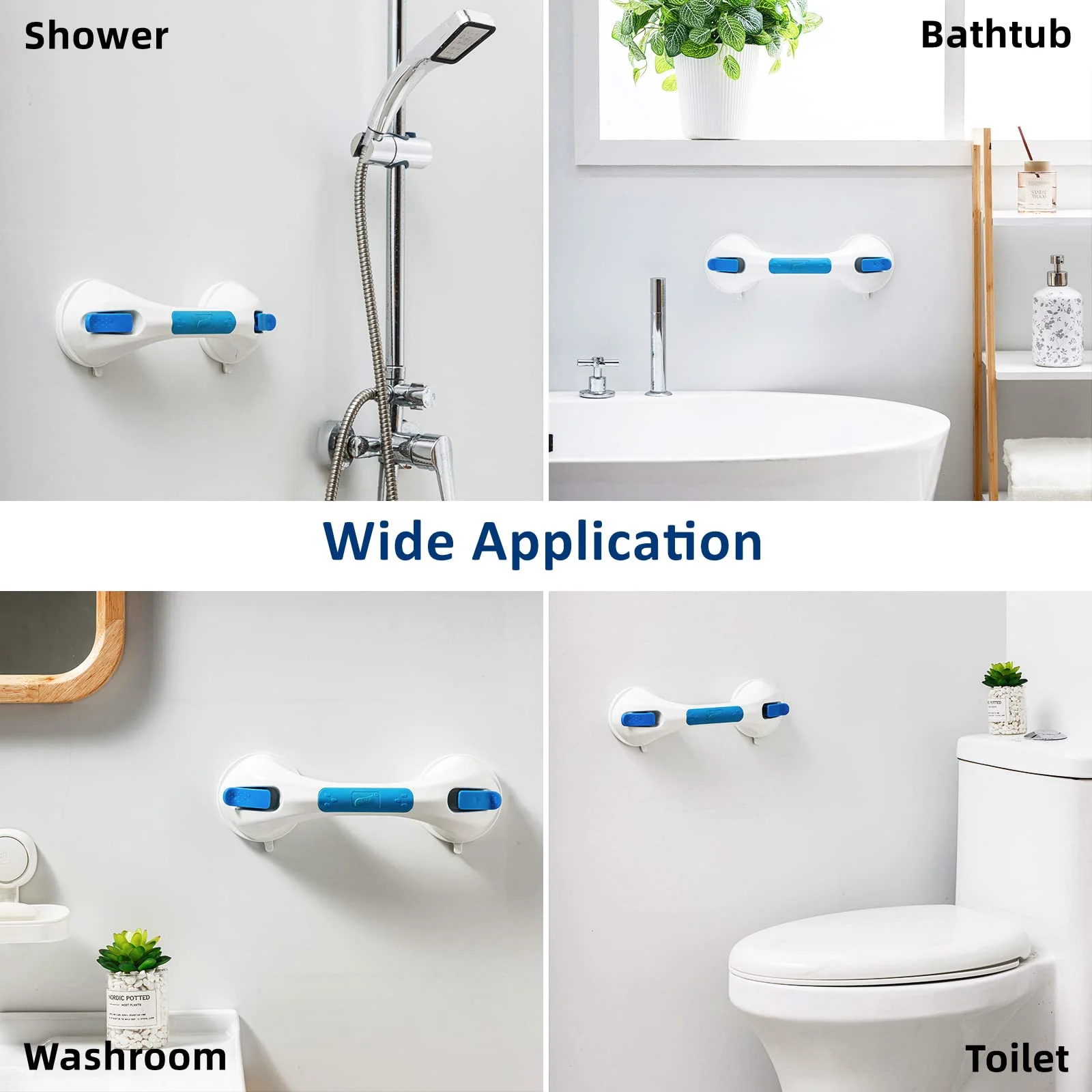 TAILI Shower Grab Bar, Suction Cup Grab Bars for Elderly, Grab Bars for Bathtubs and Showers, Shower Grab Bars for Seniors, Strong hold Suction Shower Grab Bar, No Drilling Removable Handicap Grab Bar