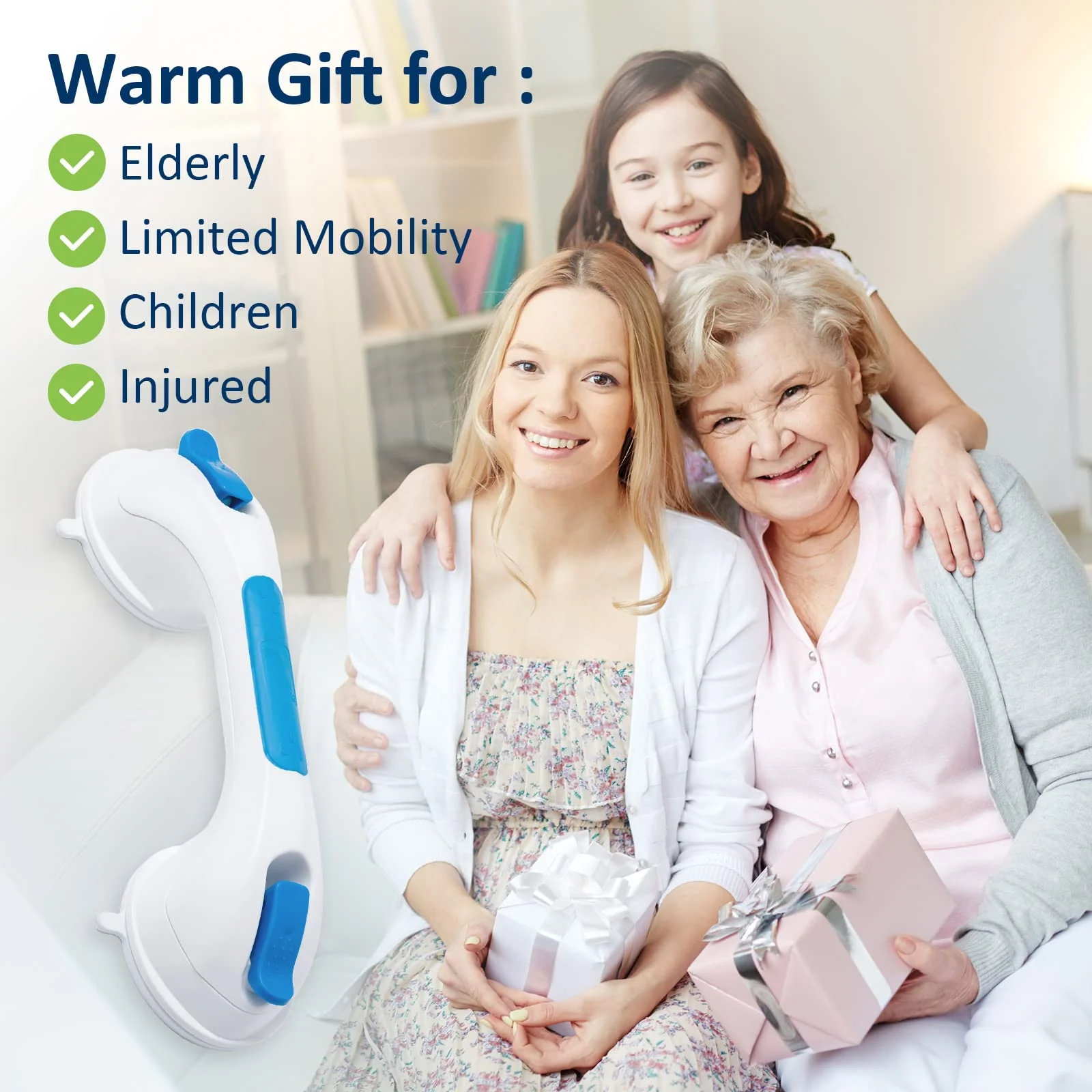 TAILI Shower Grab Bar, Suction Cup Grab Bars for Elderly, Grab Bars for Bathtubs and Showers, Shower Grab Bars for Seniors, Strong hold Suction Shower Grab Bar, No Drilling Removable Handicap Grab Bar - Image 8