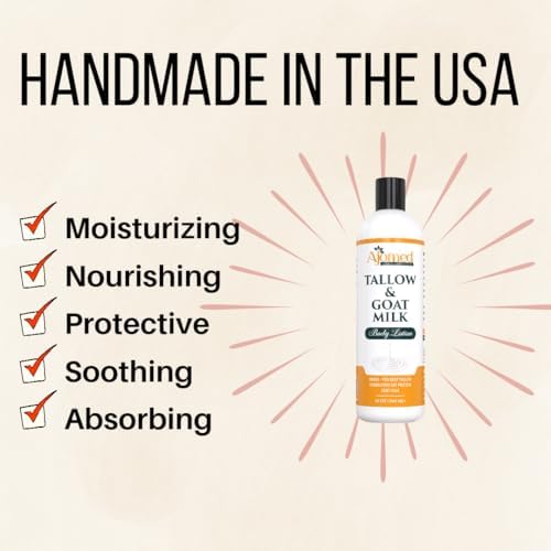 Tallow & Goat Milk Body Lotion for Sensitive Skin, Organic moisturizing Lotion - Soothes Dry skin, Goat Milk face and body Moisturizer - Handmade Tallow for skin cream (12 OZ, Oatmeal & Honey) - Image 6