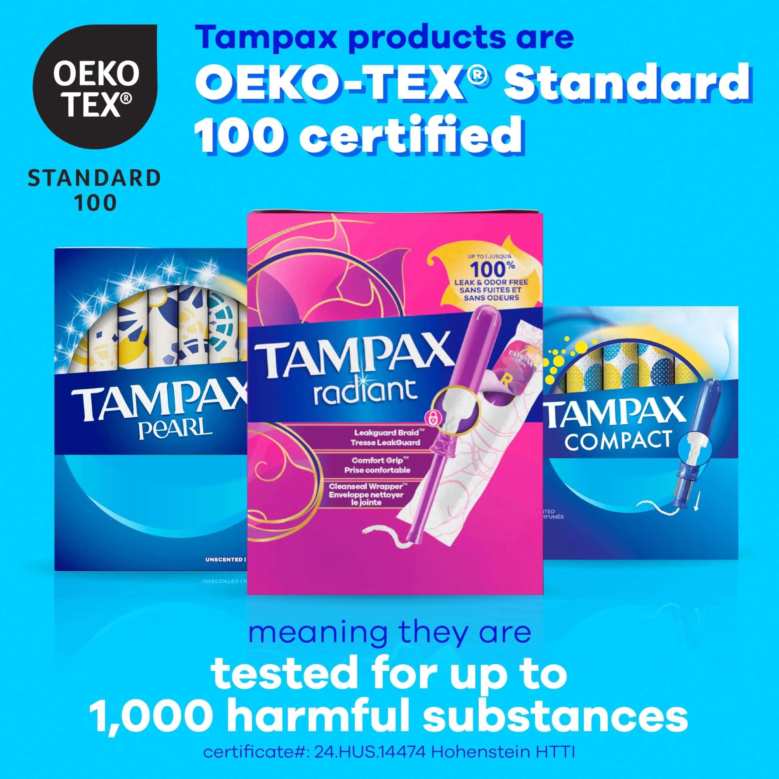 Tampax Pearl Tampons for Women Multipack, with LeakGuard Braid, Regular/Super/Super Plus Absorbency, Unscented, 47 Count - Image 8