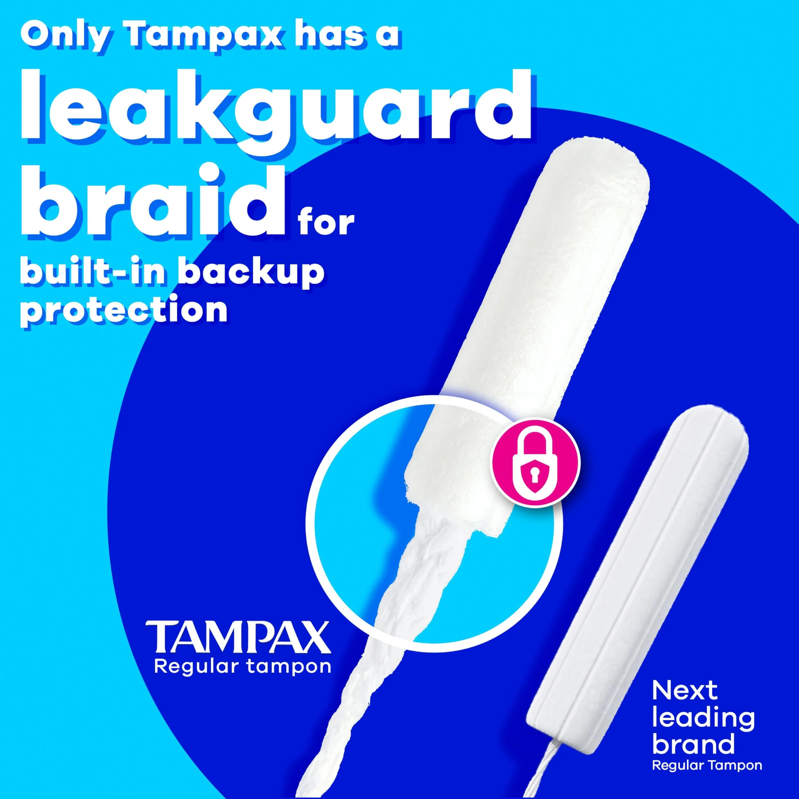 Tampax Pearl Tampons for Women, with LeakGuard Braid, Regular Absorbency, Unscented, 36 Count - Image 3