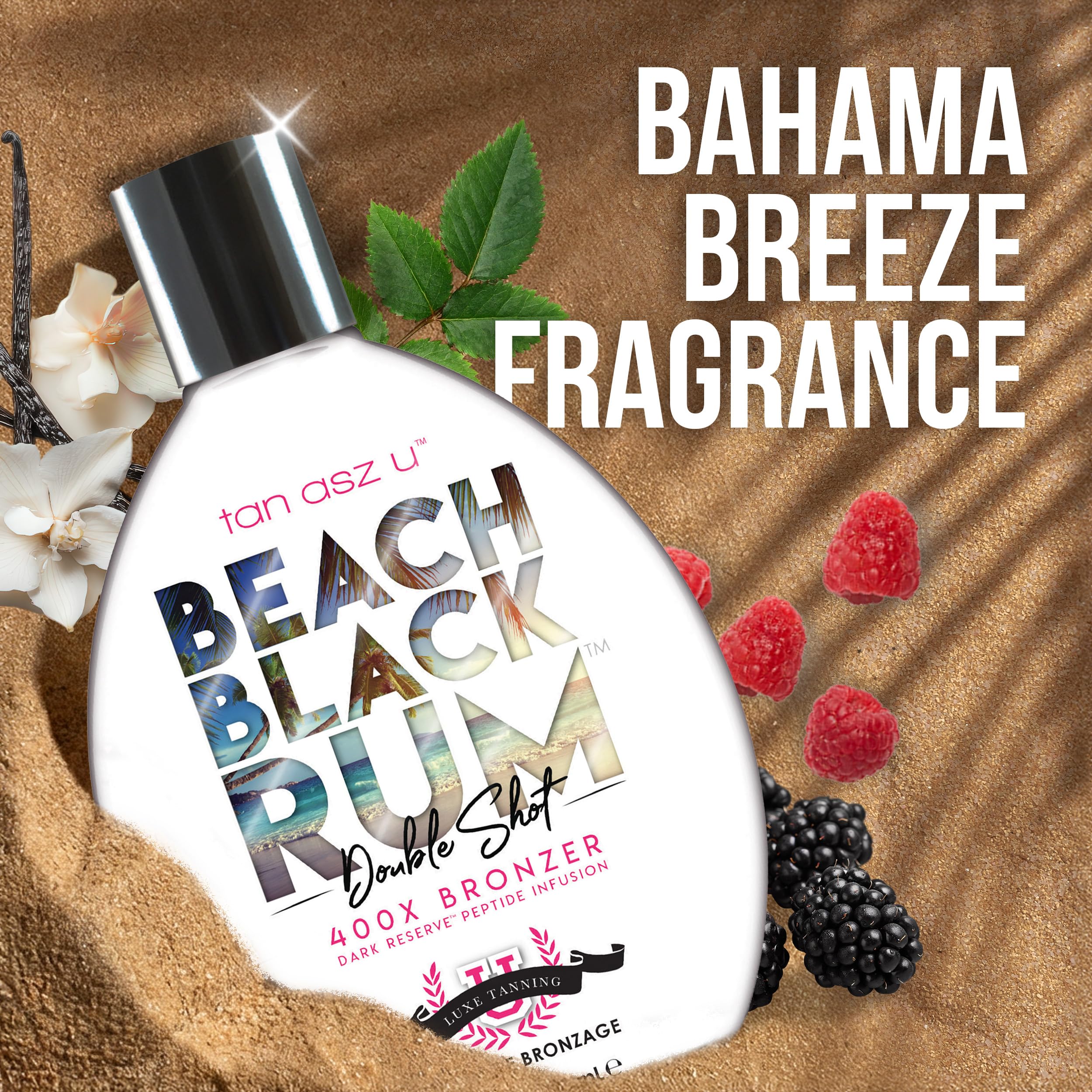Tan Asz U Beach Black Rum Tanning Lotion, Double Shot 400X Bronzer, Dark Reserve Peptide Infusion, Luxe Indoor Tanning Lotion with Coconut Water & Algae Extract, 13.5 Fl Oz - Image 5