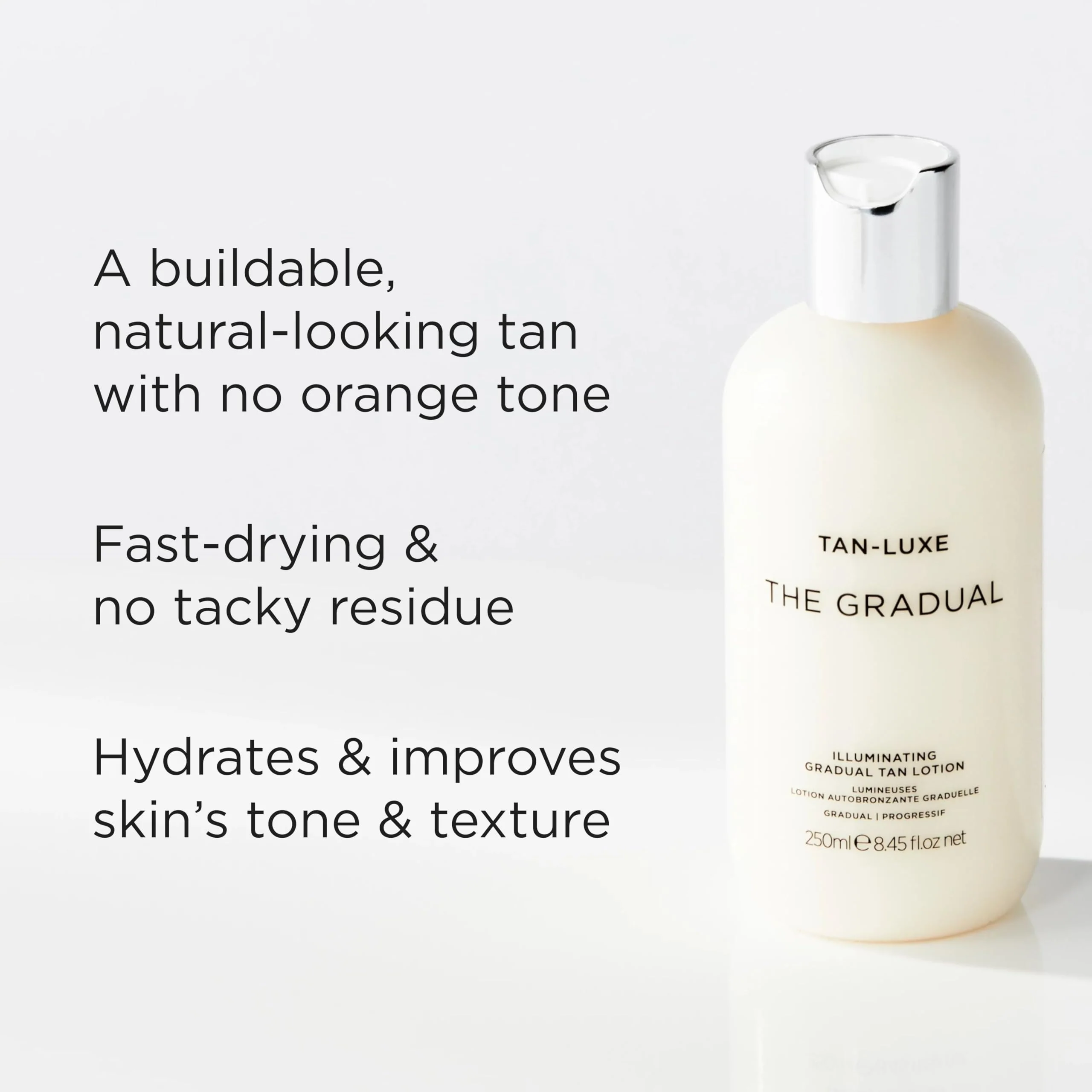 Tan-Luxe The Gradual, Illuminating Gradual Tan Lotion, Hydrating Body Self Tanner for a Natural Looking Glow, Buildable & Streak-Free, Cruelty-Free, 8.45 fl. oz - Image 5