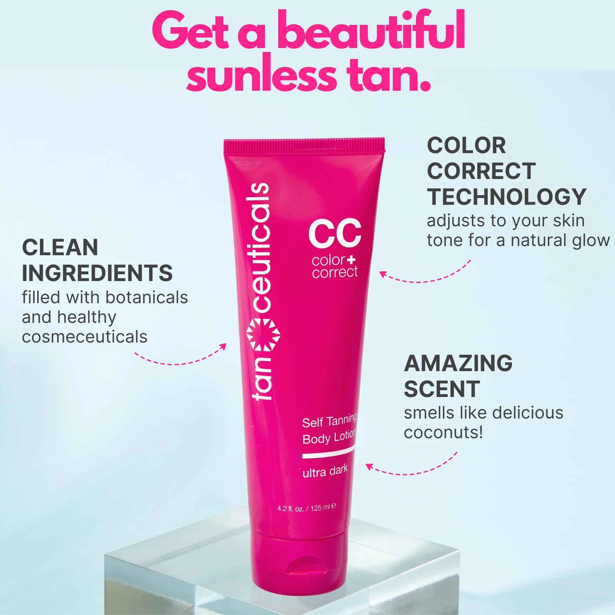 Tanceuticals Self Tanner - Ultra Dark Self Tanning Lotion for Body - Natural-Looking & Long Lasting Sunless Tan – Quick Fake Tan, Bronze Glow - Fresh Coconut Scent & Healthy Ingredients (Ultra Dark) - Image 5
