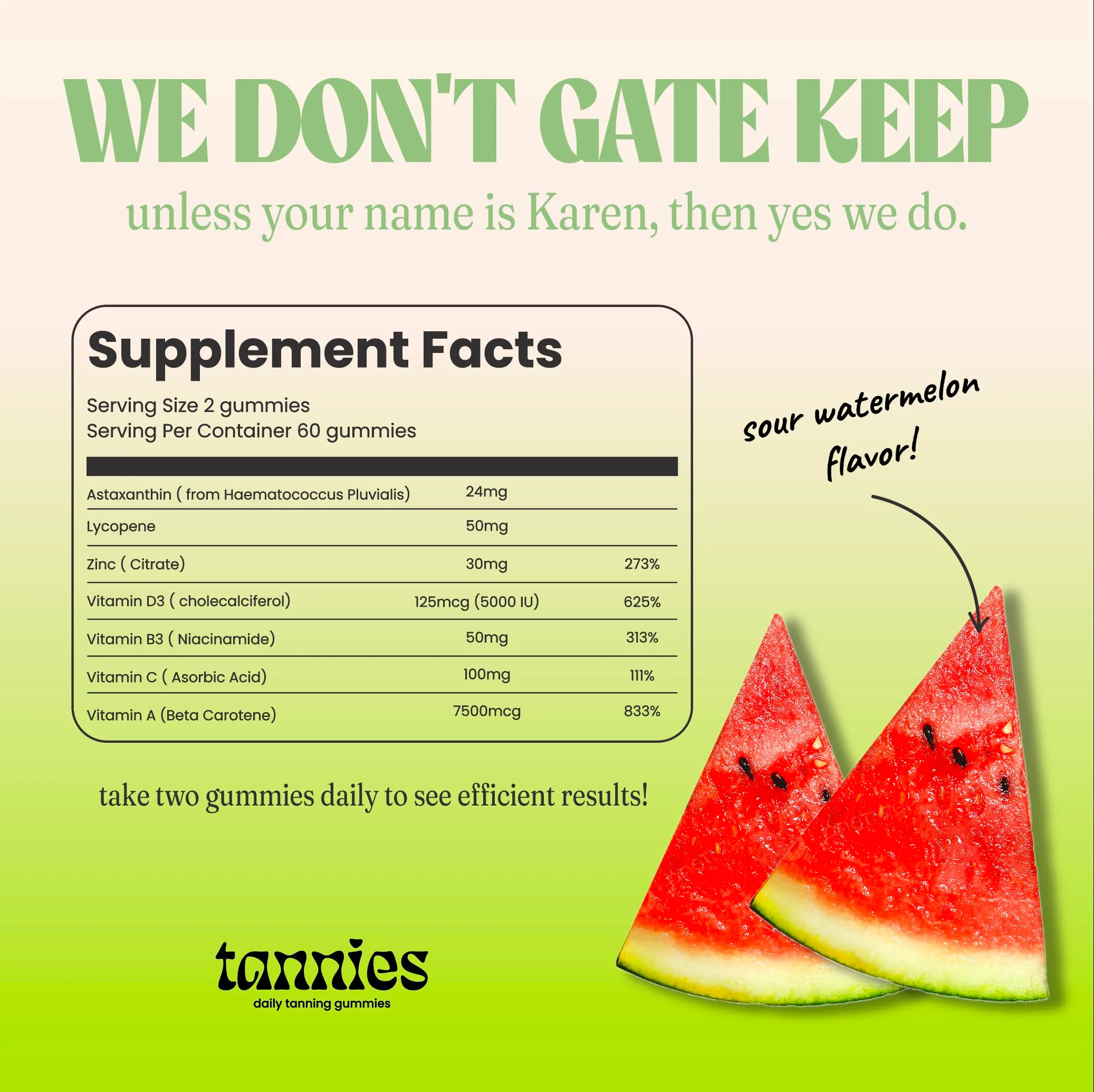 Tannies Tanning Gummies | Natural Tanning Supplement with Astaxanthin, Lycopene & Beta Carotene | Vegan, Non-GMO | Boost Melanin for Radiant Skin | 30-Day Supply for Skin Health & Glow - Image 3